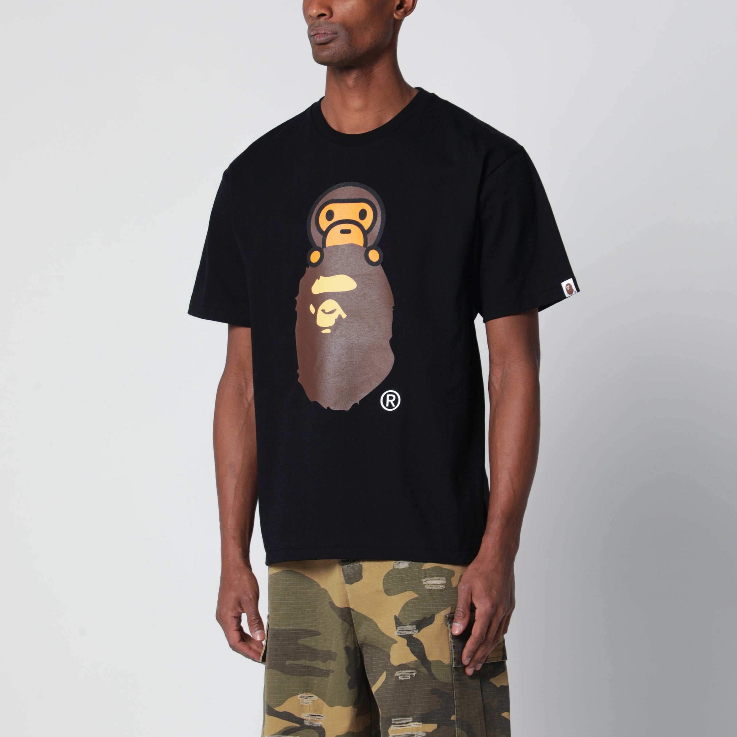 BAPE Black T-shirt with Baby Milo monkey print | TheDoubleF