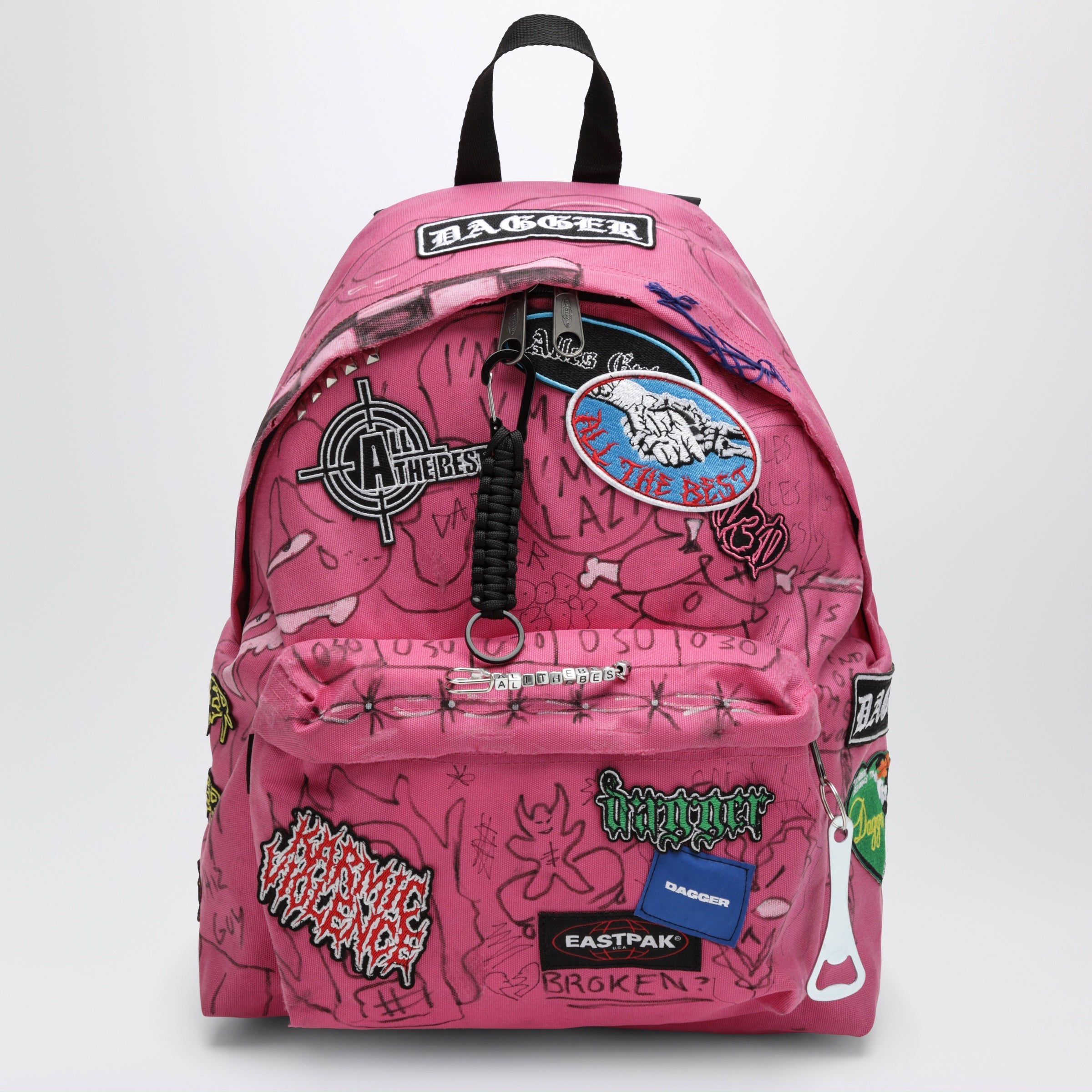 DAGGER x Eastpak Pink Punk Bag backpack with graphics and charms