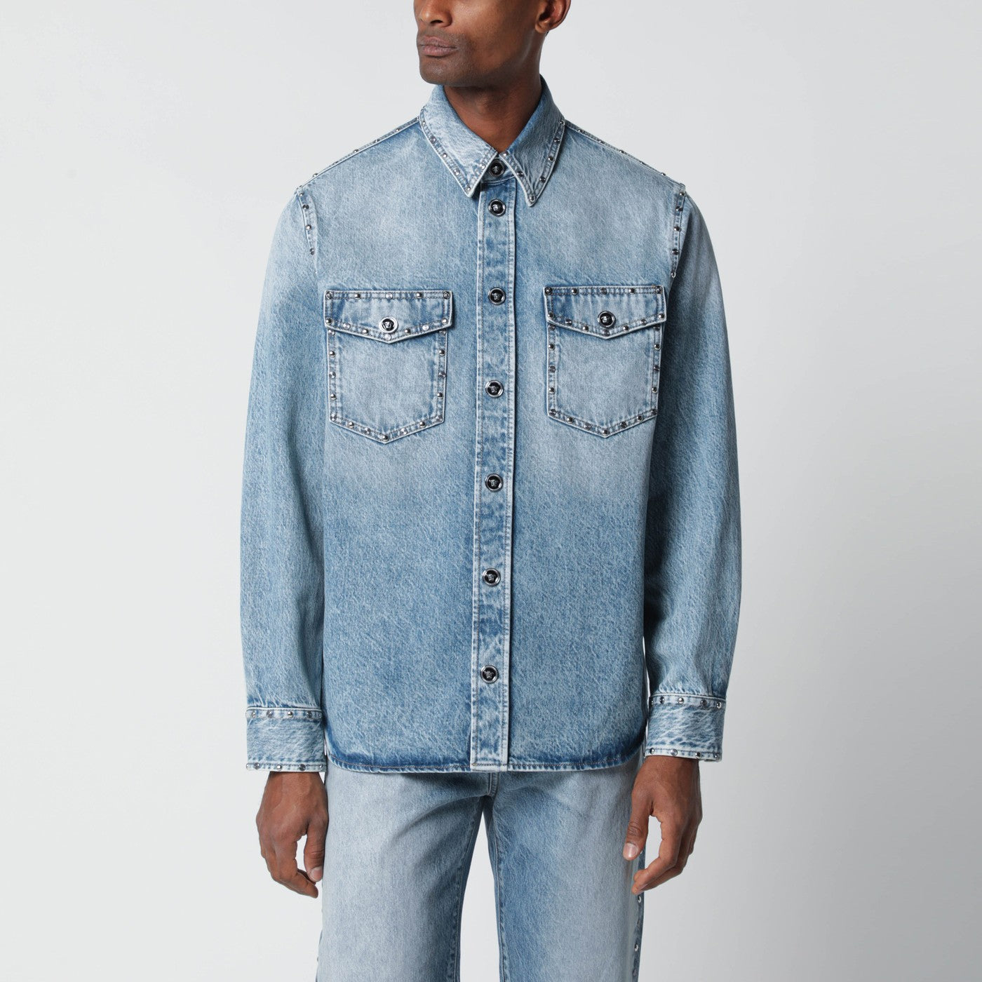 Chemise manches lognues denim léger imprimé tête de mort Taylor Chemise manches lognues denim léger imprimé tête de mort Taylor