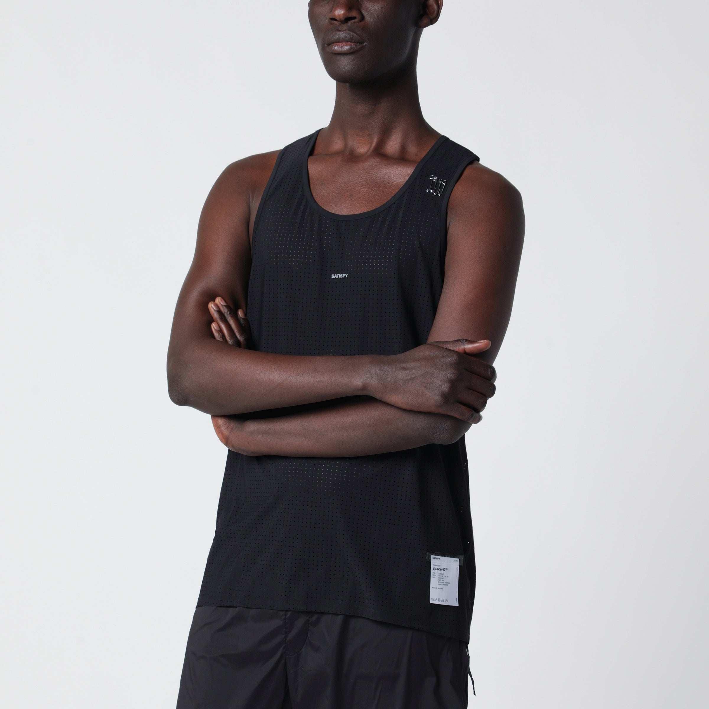 Satisfy Black breathable Space-O tank top | TheDoubleF