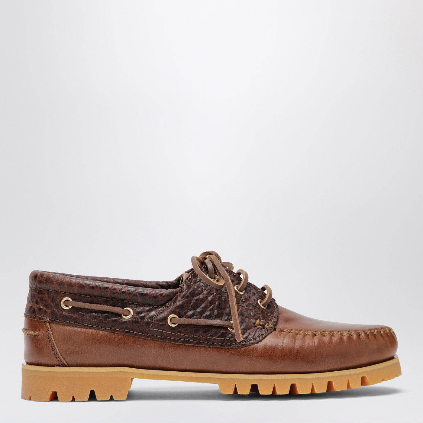 VINNY's Brown boat shoe with crocodile insert | TheDoubleF
