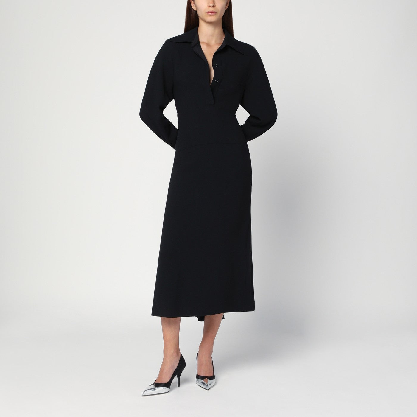 satin shirt dress midi Taupe Satin Belted 3/4 Sleeve Gold Buttons Shirt Midi Dress