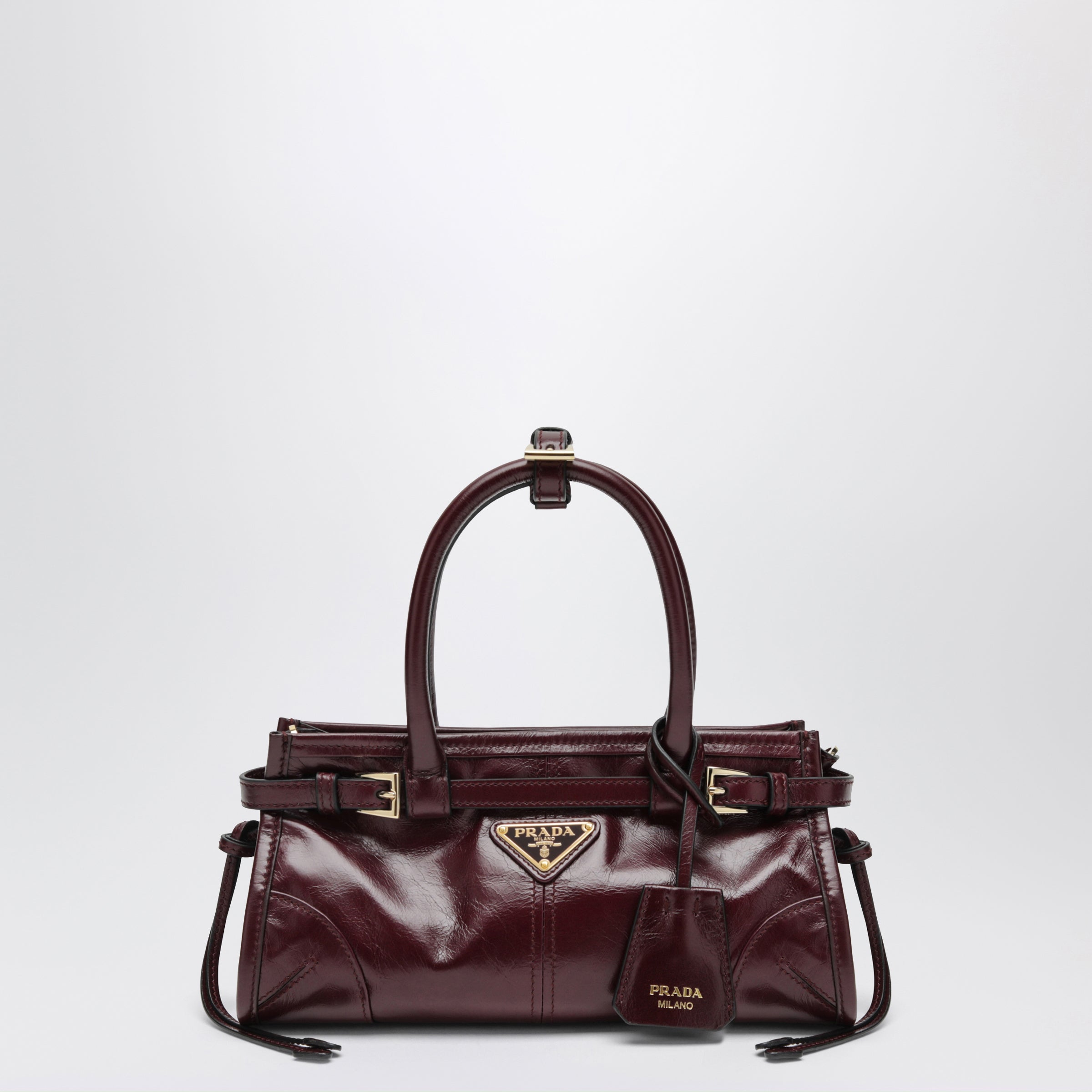 Prada Bonnie Mini Bordeaux Leather Handbag | TheDoubleF