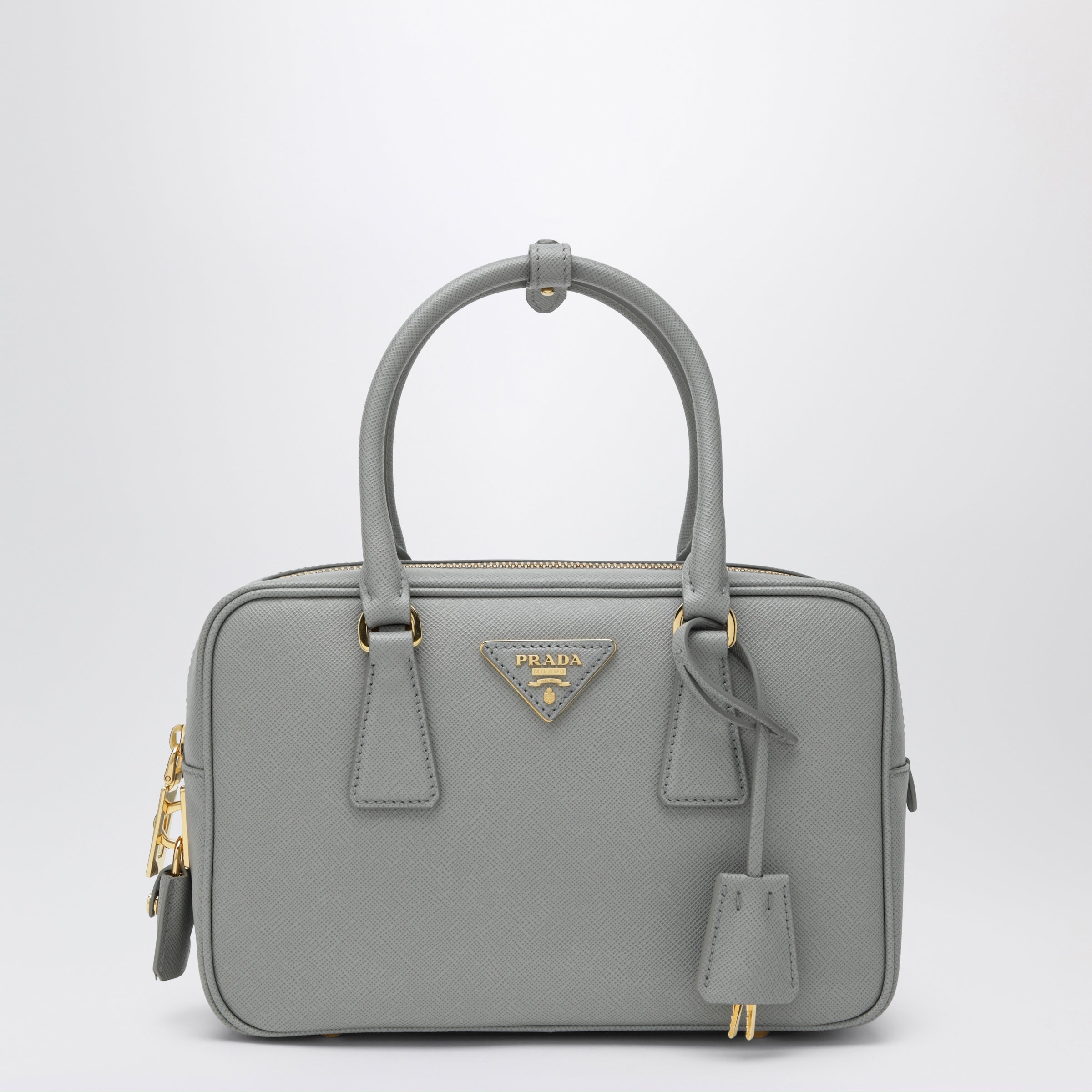 PRADA トートバッグ グレーNUBE キャンバス PRADA Top-handle bag in Nube Saffiano leather | TheDoubleF