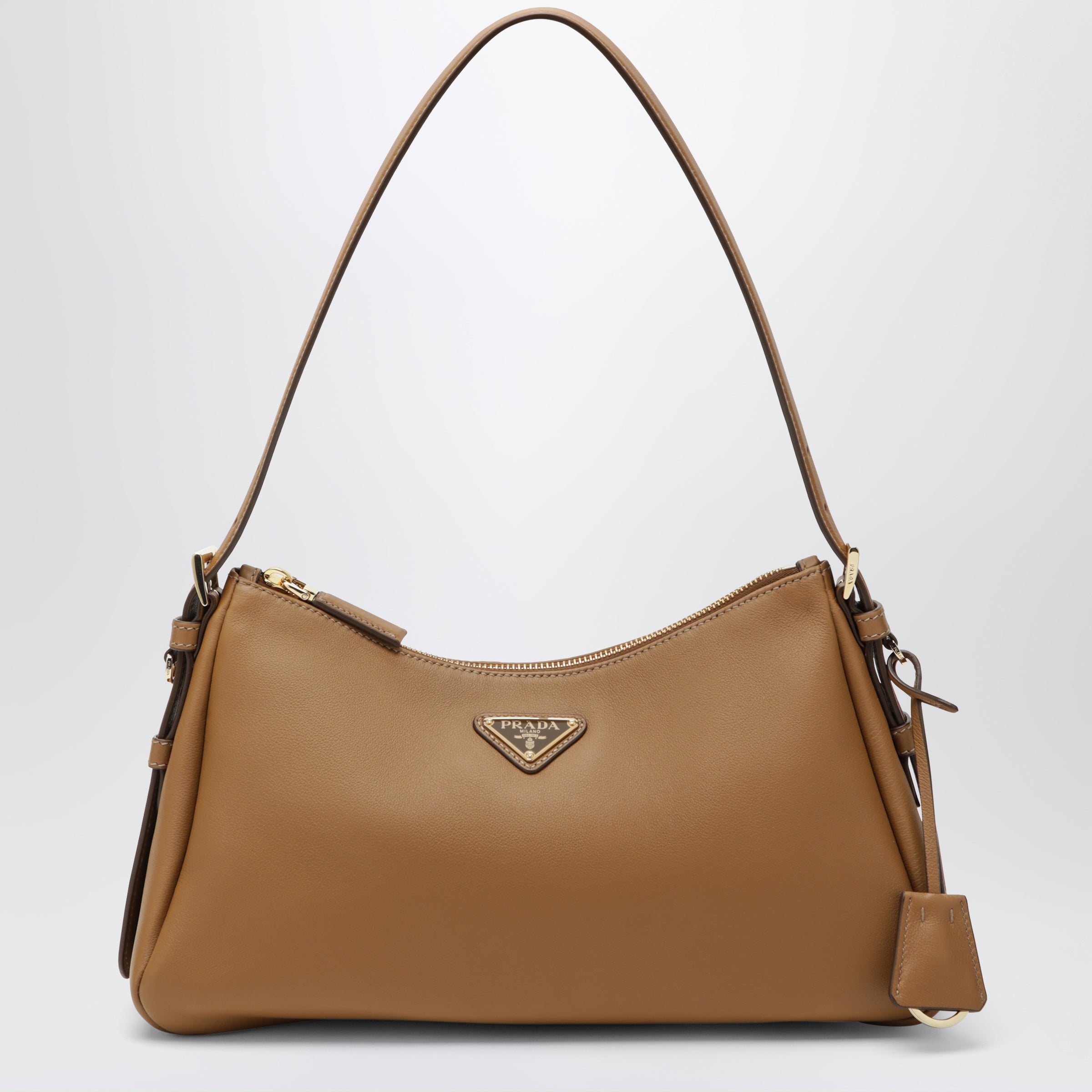 Prada Medium caramel Prada Aimée bag in leather | TheDoubleF