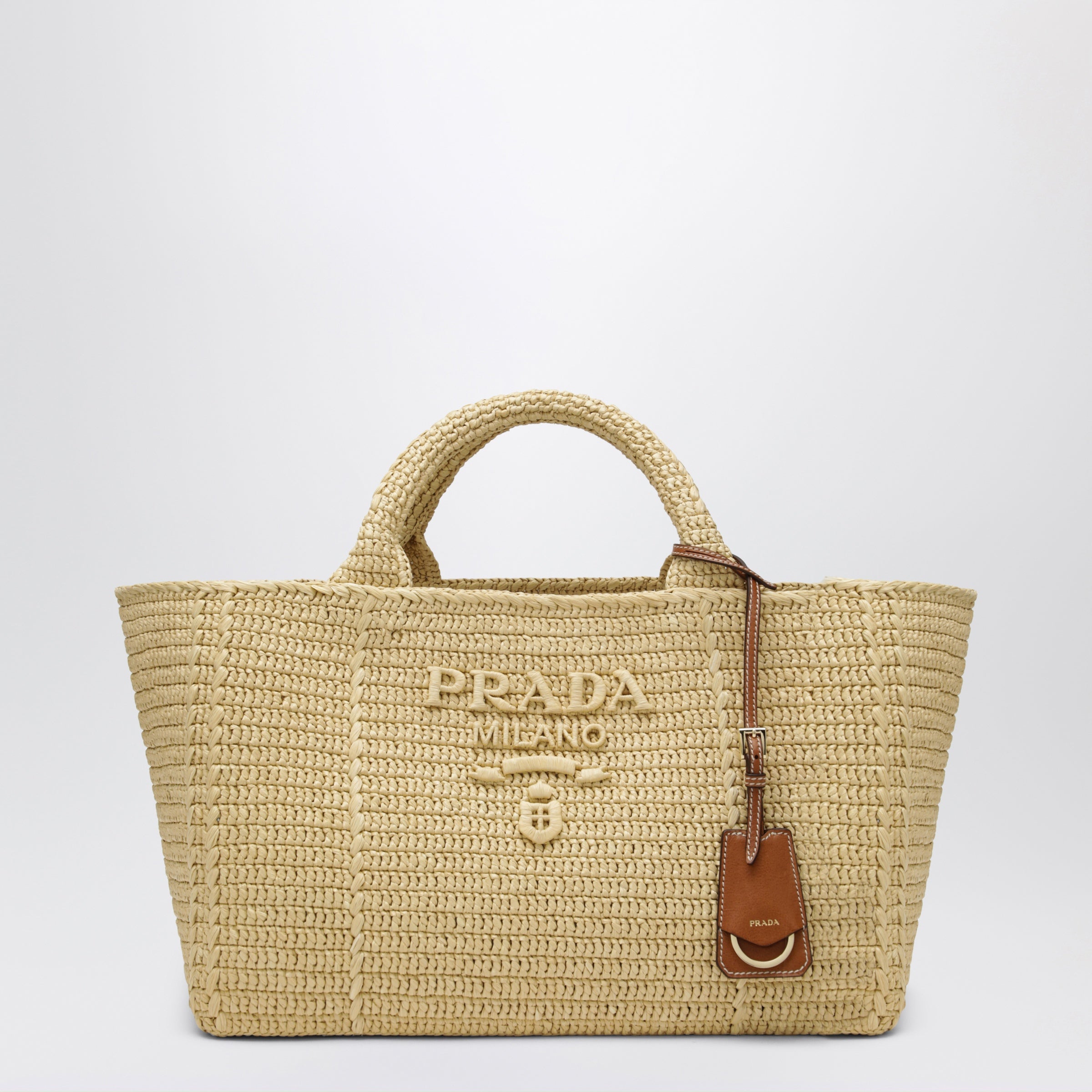 Prada Large shopping bag in crochet with leather details | TheDoubleF