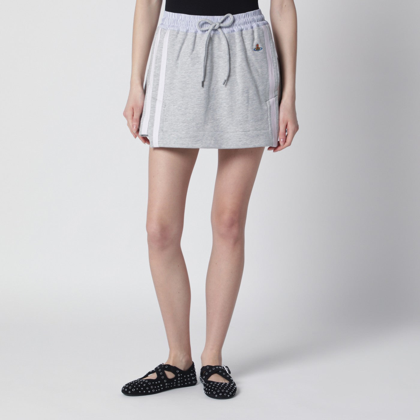 Vivienne Westwood Grey mini skirt with Orb logo | TheDoubleF