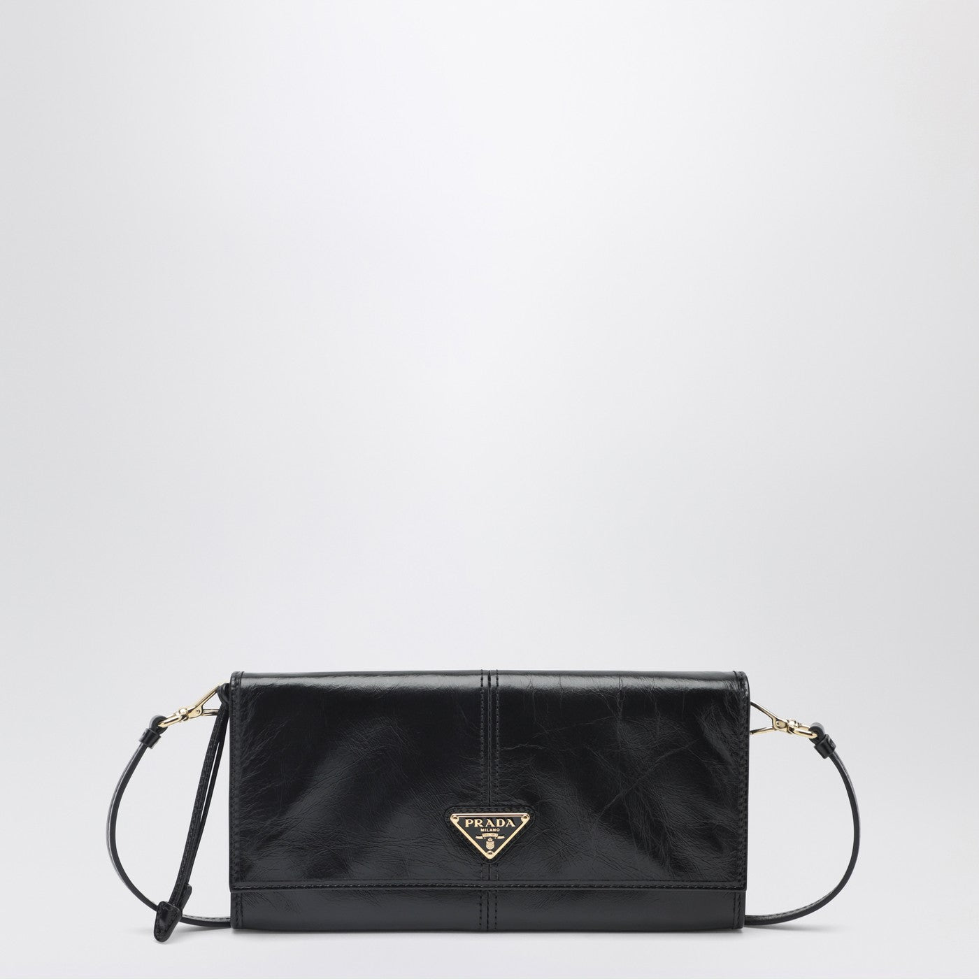 Prada Black leather wallet with shoulder strap | TheDoubleF display picture 1