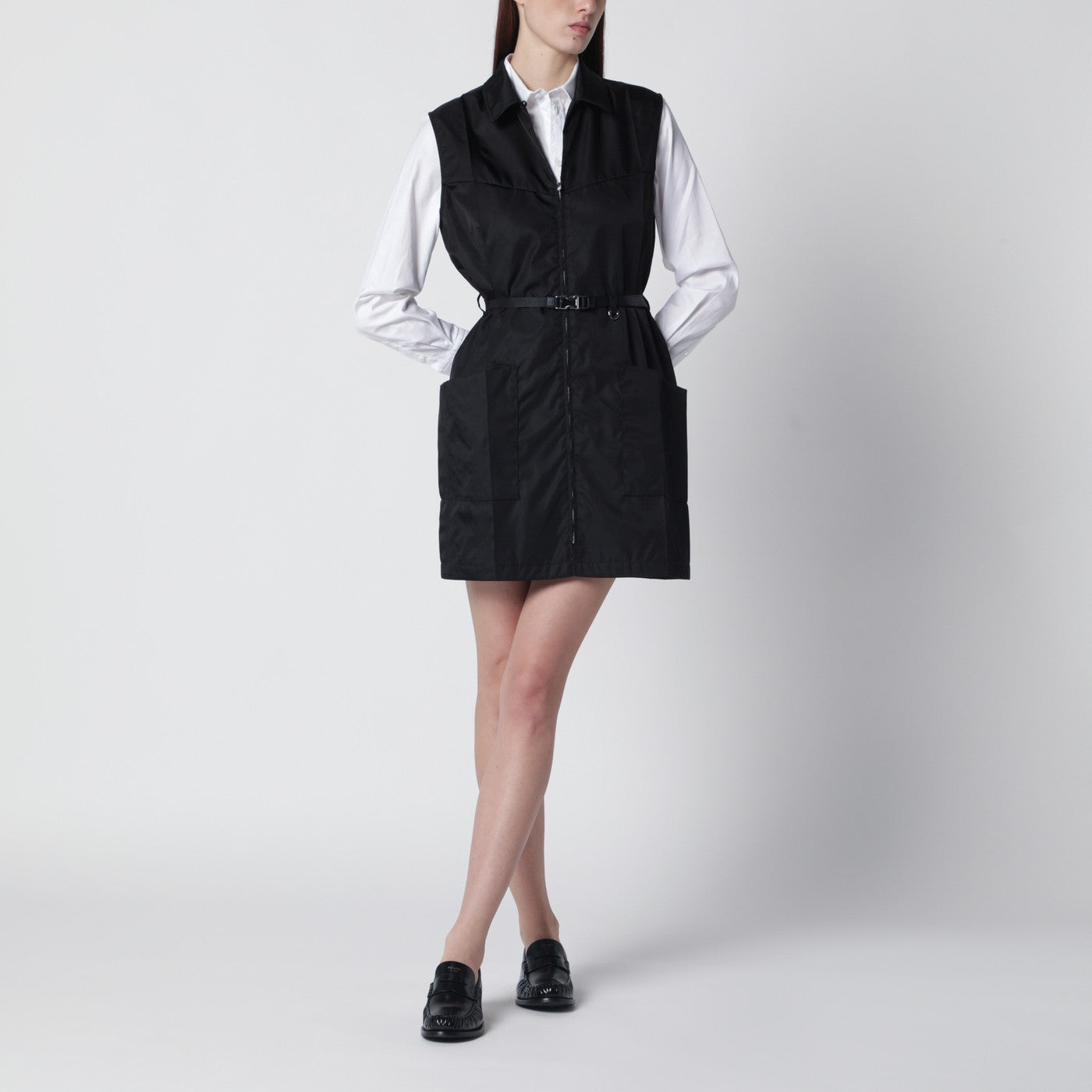 prada short black dress Prada Re-nylon Strapless Mini Dress in Black