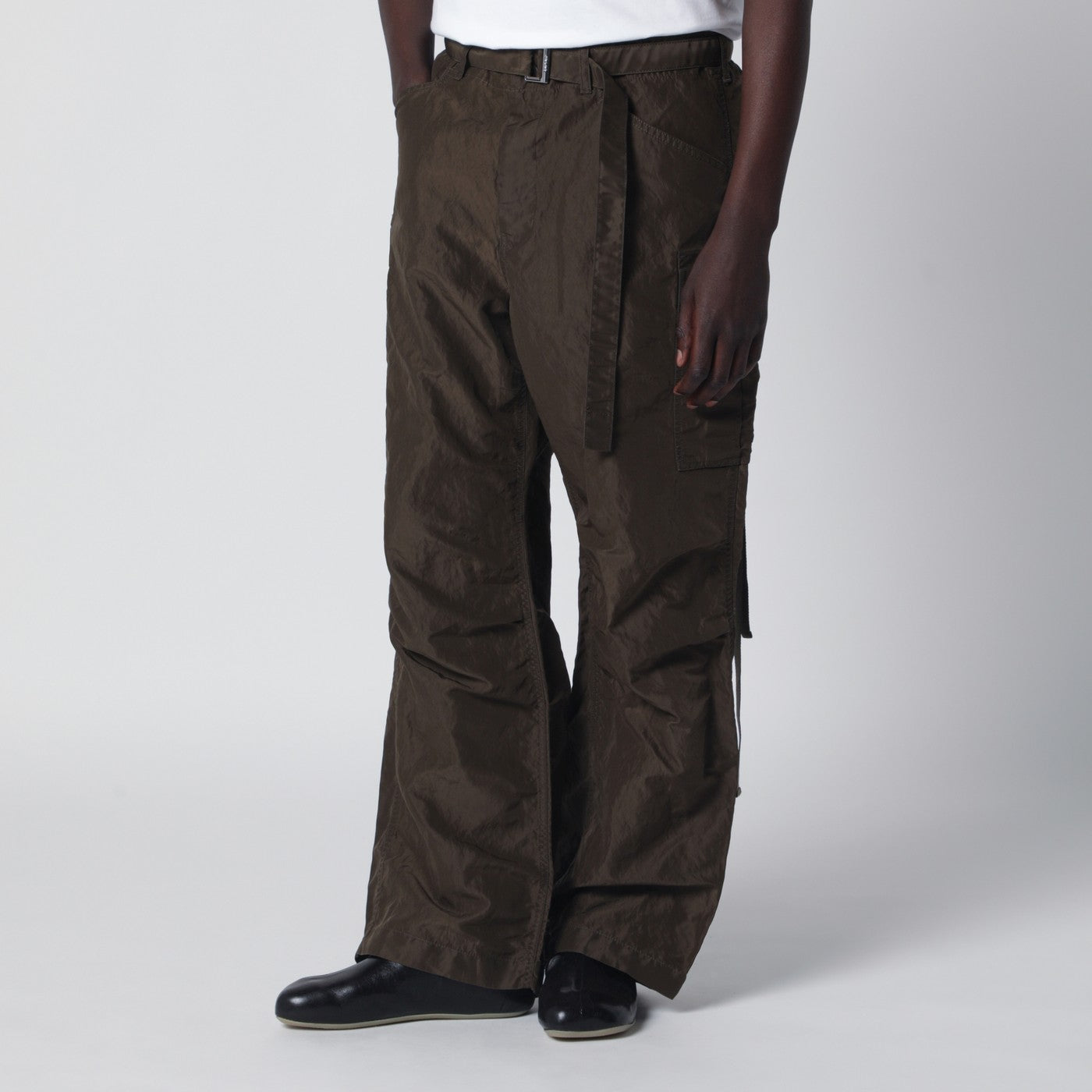 新品 24SS sacai Moleskin Pants 3 Sacai Khaki green nylon cargo trousers | TheDoubleF