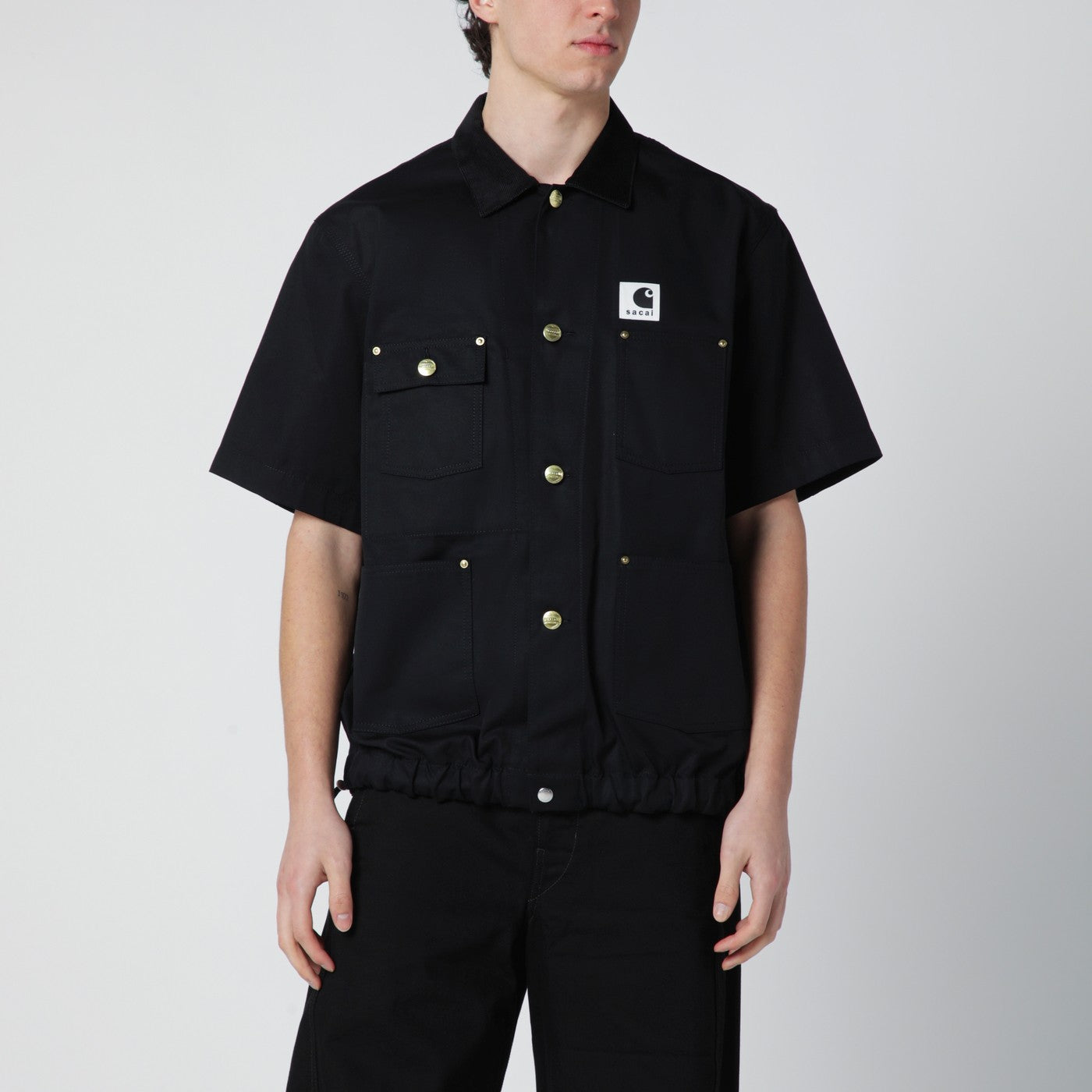 Sacai x Carhartt WIP Black short-sleeve cotton canvas shirt 