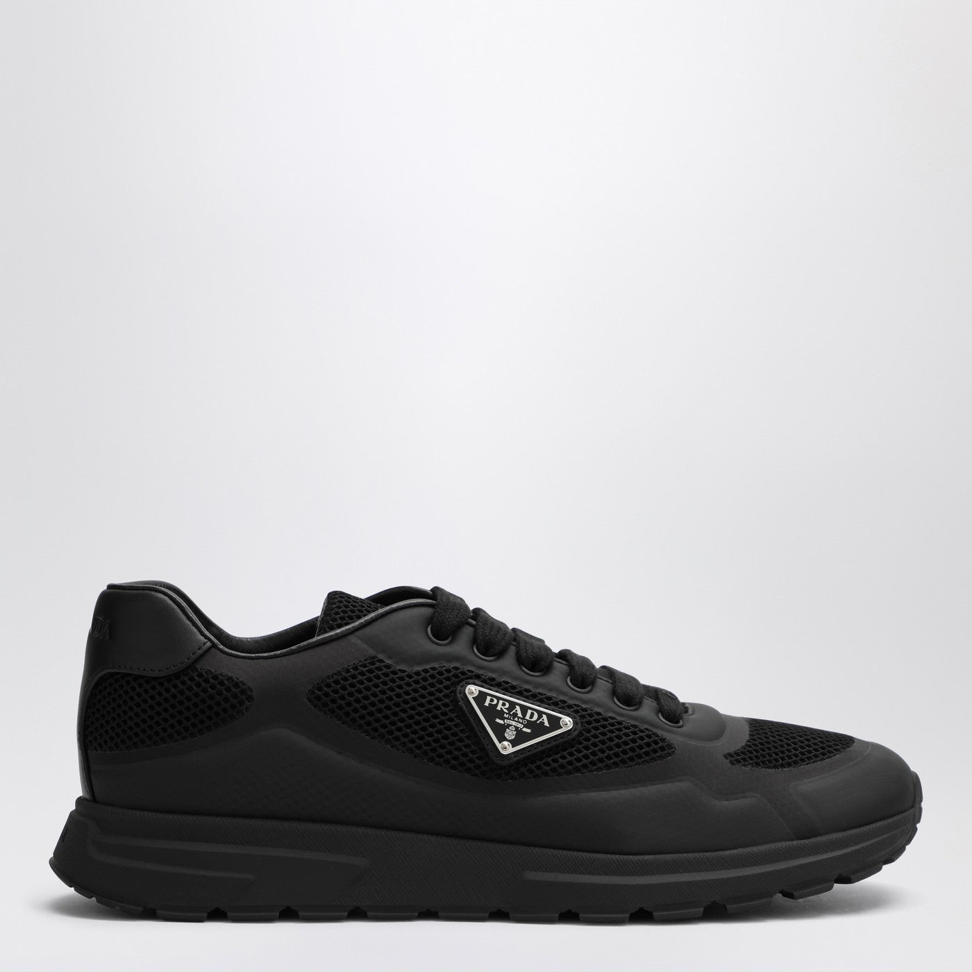Prada Mens Prax 01 Re Nylon Sneakers Prada UK Size 12 M m Prada PRAX 01 Sneakers Re-Nylon Brushed Leather White White  main image 2