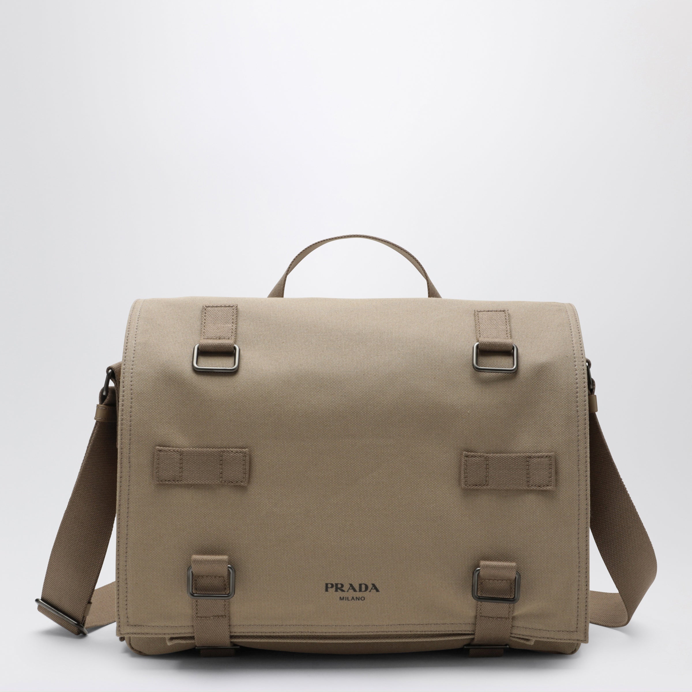 Prada Desert-colored canvas crossbody bag | TheDoubleF
