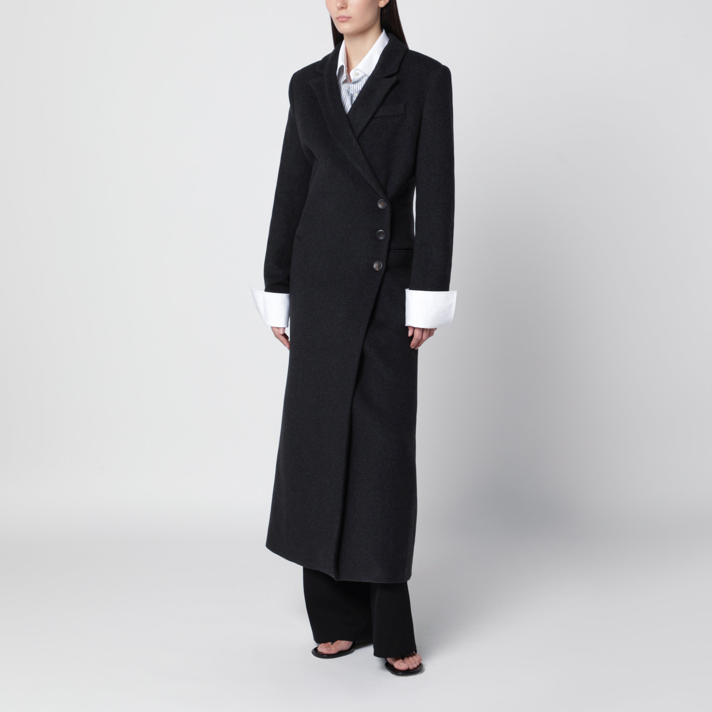 IVY OAK Charcoal grey long asymmetric coat | TheDoubleF