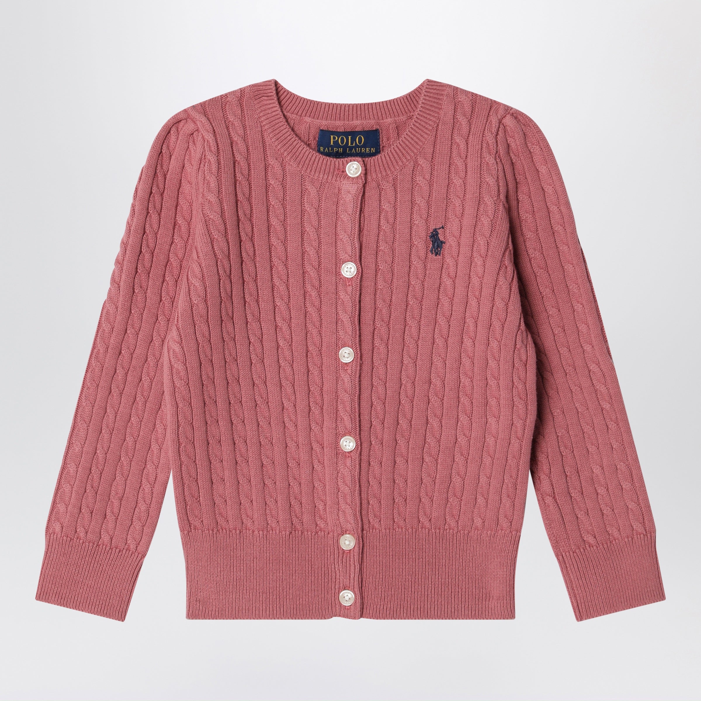Polo Ralph Lauren Pink cardigan in thin cable knit cotton | TheDoubleF