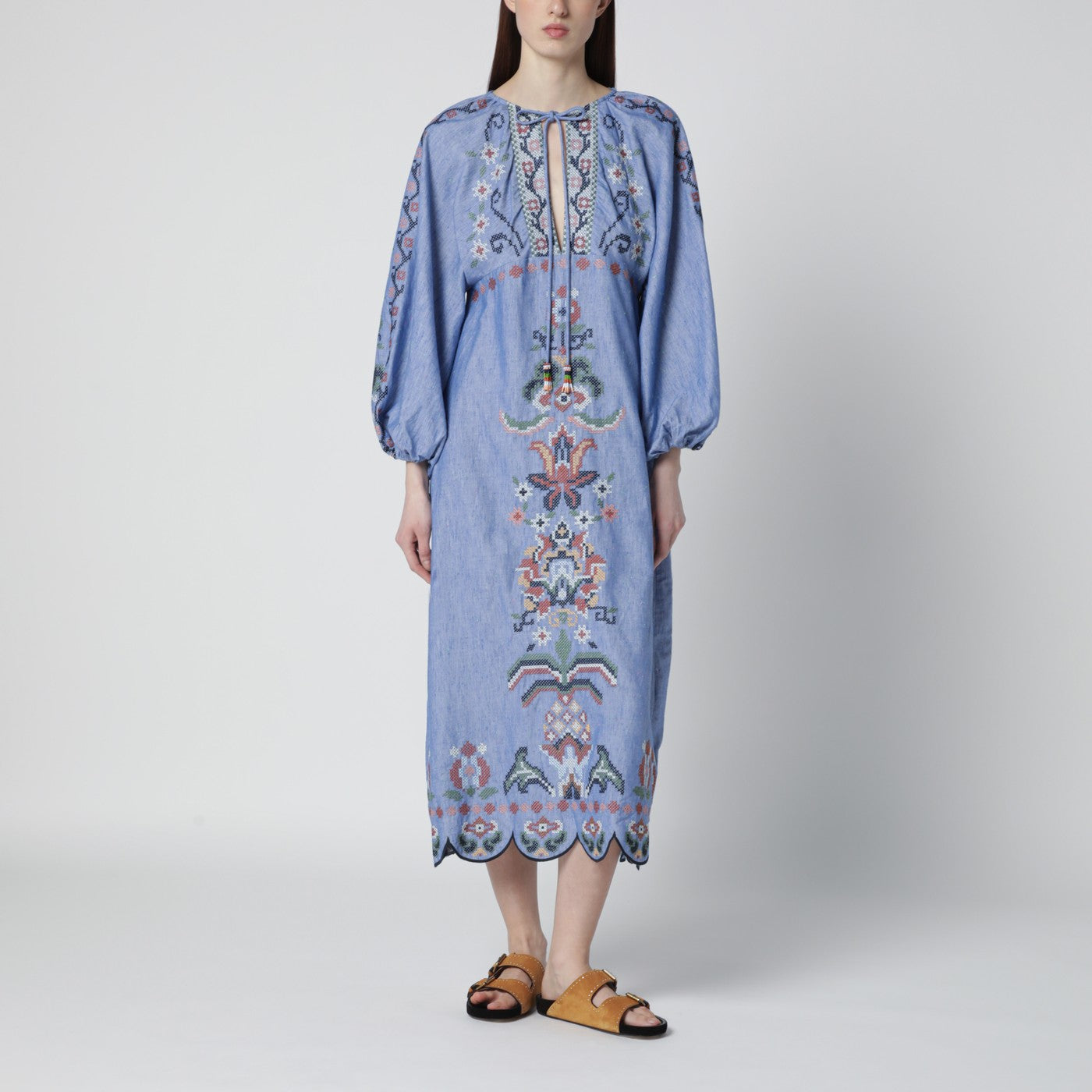 tapestry midi dress FARM Rio Light blue Blue Garden Tapestry midi dress