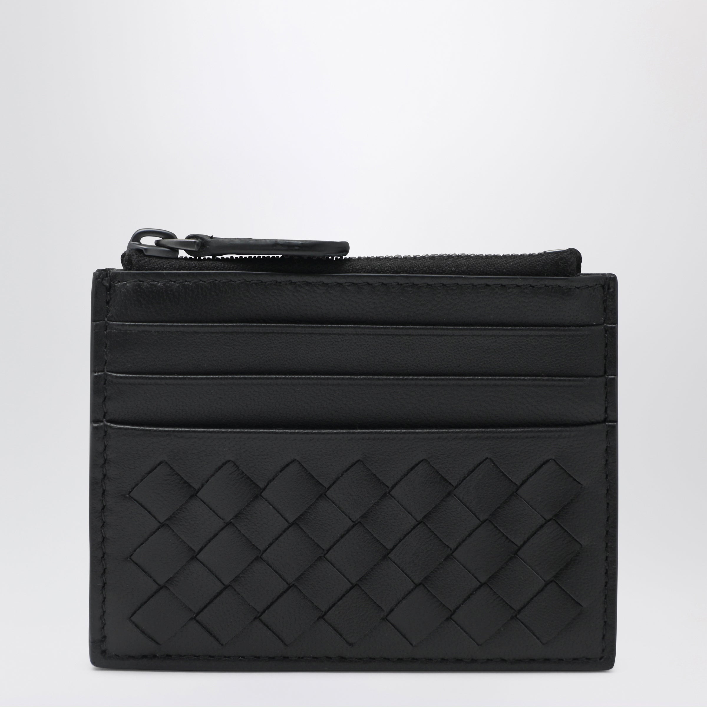 Bottega Veneta Zip Card Case in Black Intrecciato Leather | TheDoubleF Bottega Veneta Zip Card Case in Black Intrecciato Leather | TheDoubleF