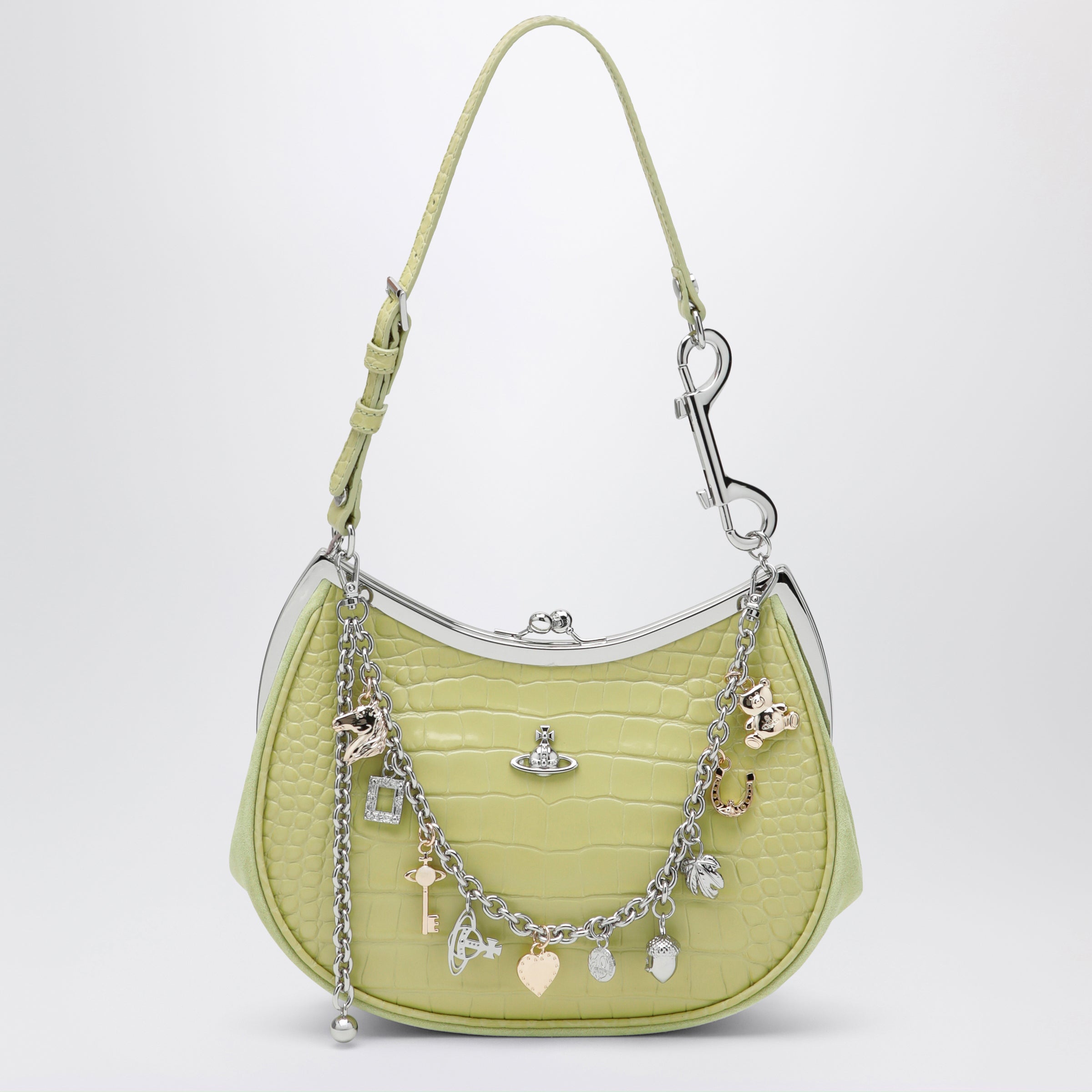 Vivienne Westwood Charm bag in lime croc-effect patent leather