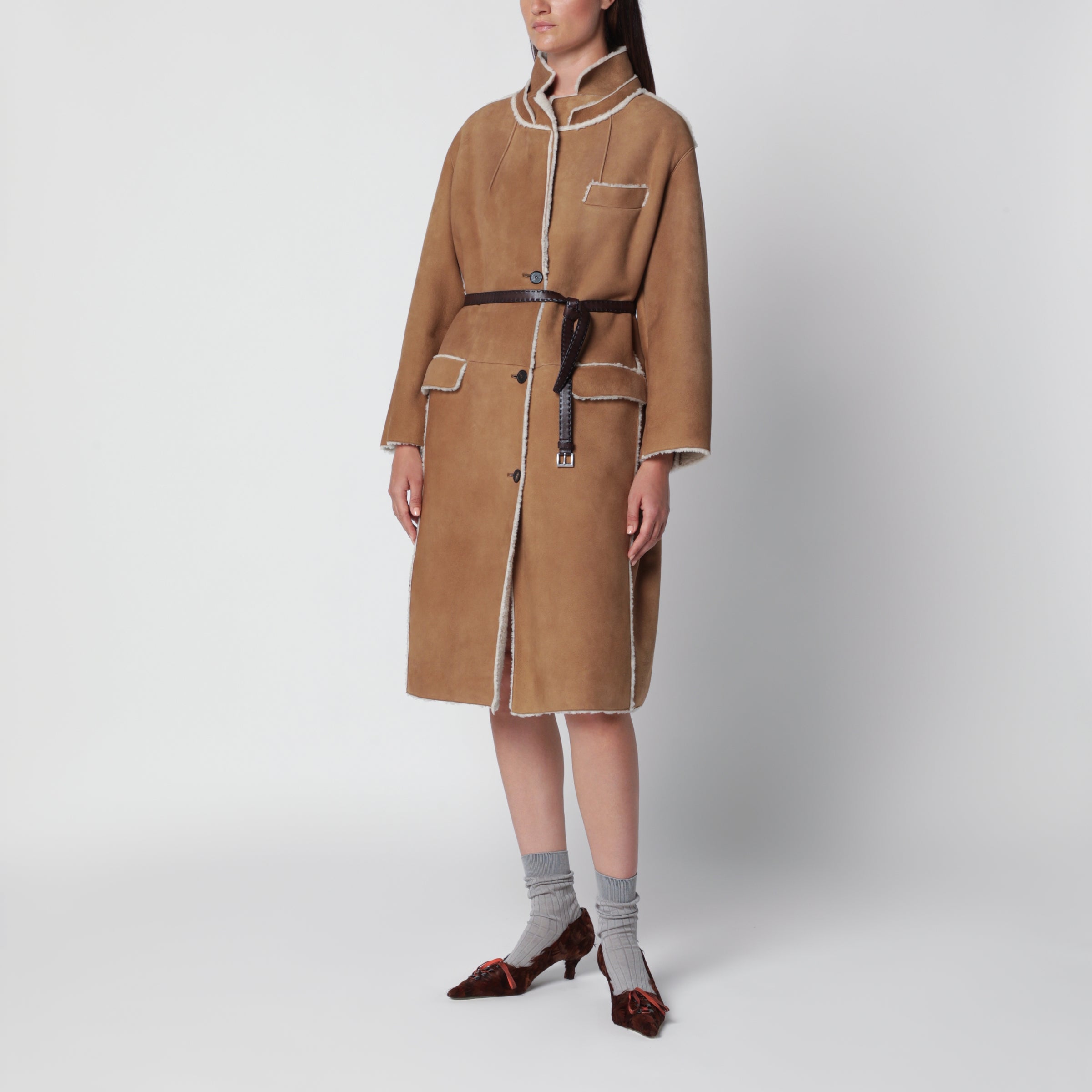 Prada Camel shearling coat | TheDoubleF