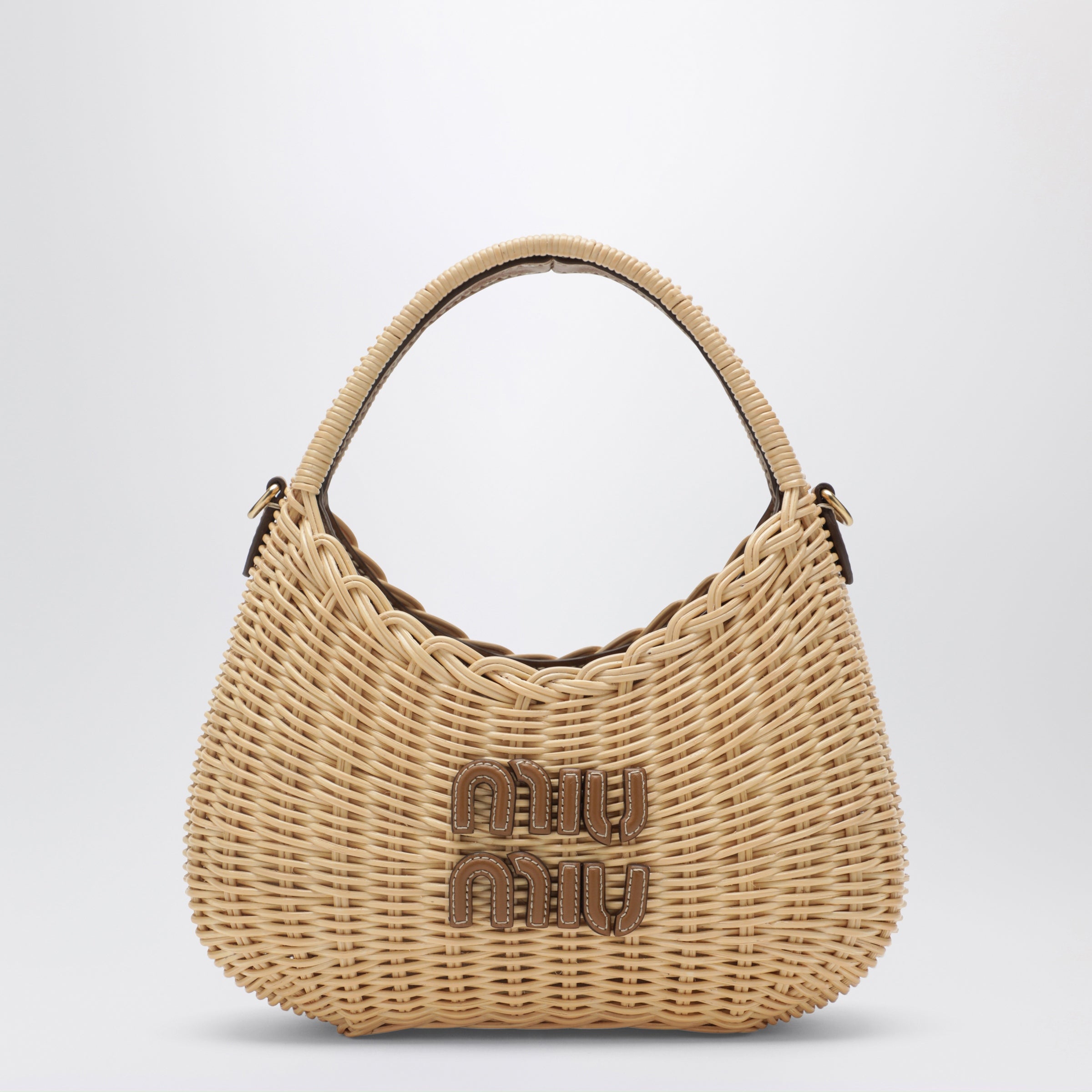 MIU MIU ラタン かごバッグ Miu Miu Wander handbag in natural/caramel wicker | TheDoubleF