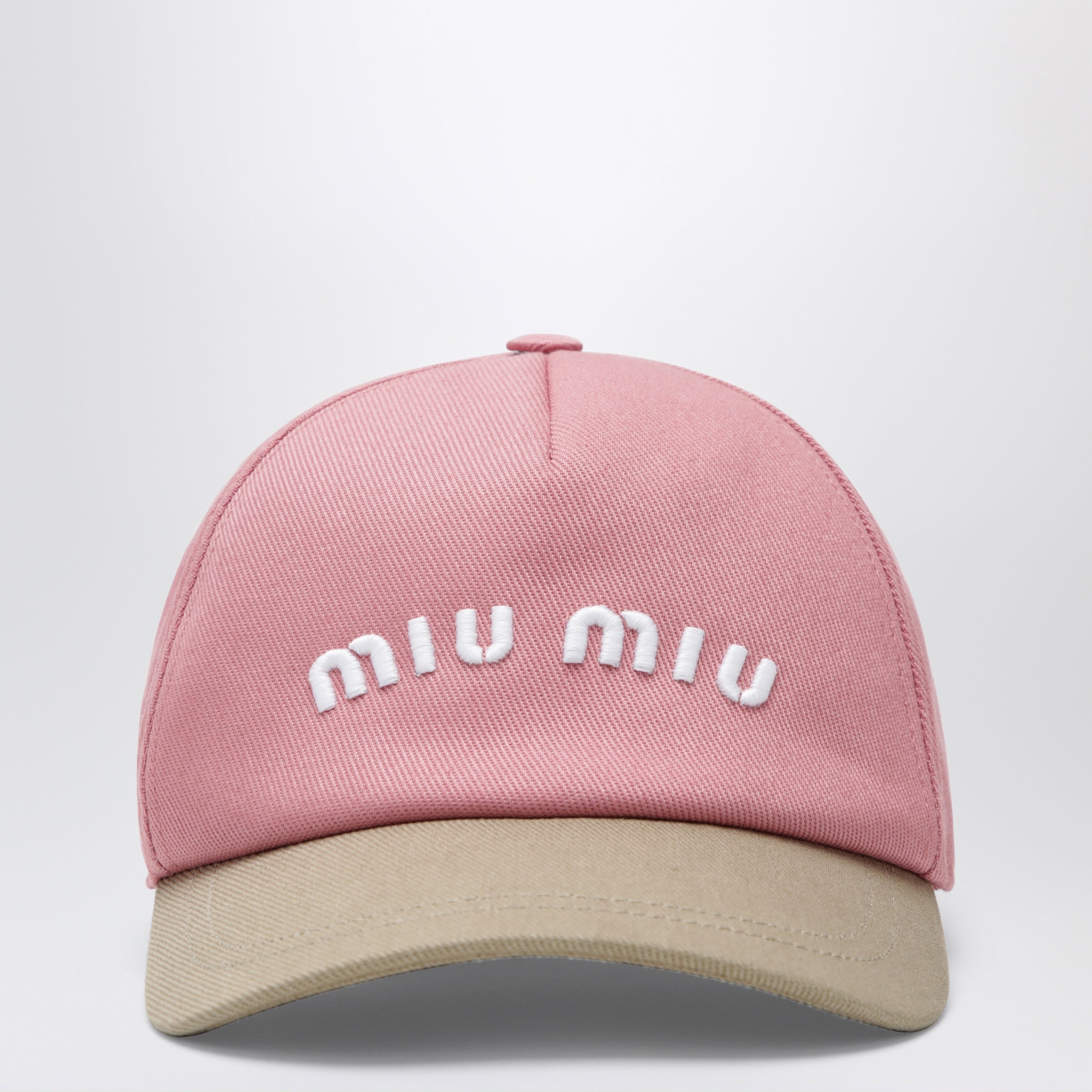 miu miu ロゴ刺繍 キャップ ピンク Miu Miu Baseball cap in pink/beige cotton drill | TheDoubleF