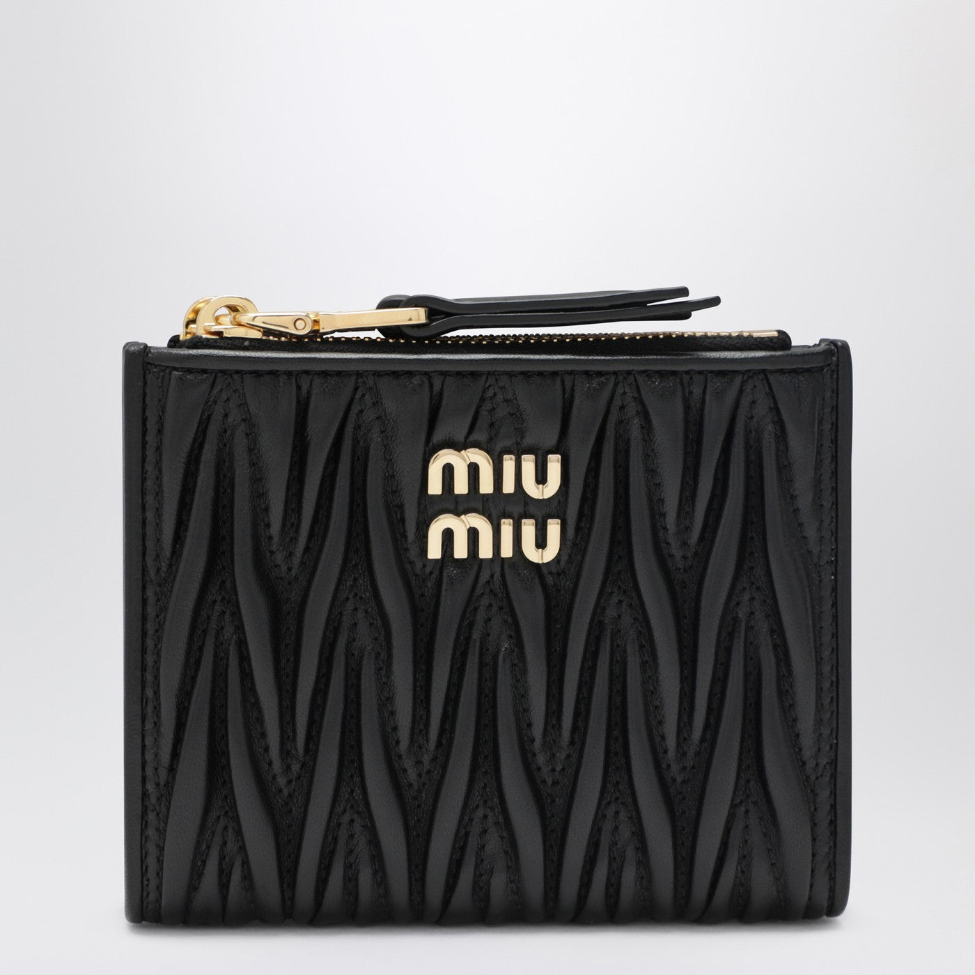 Miu Miu Small black matelassé nappa wallet | TheDoubleF