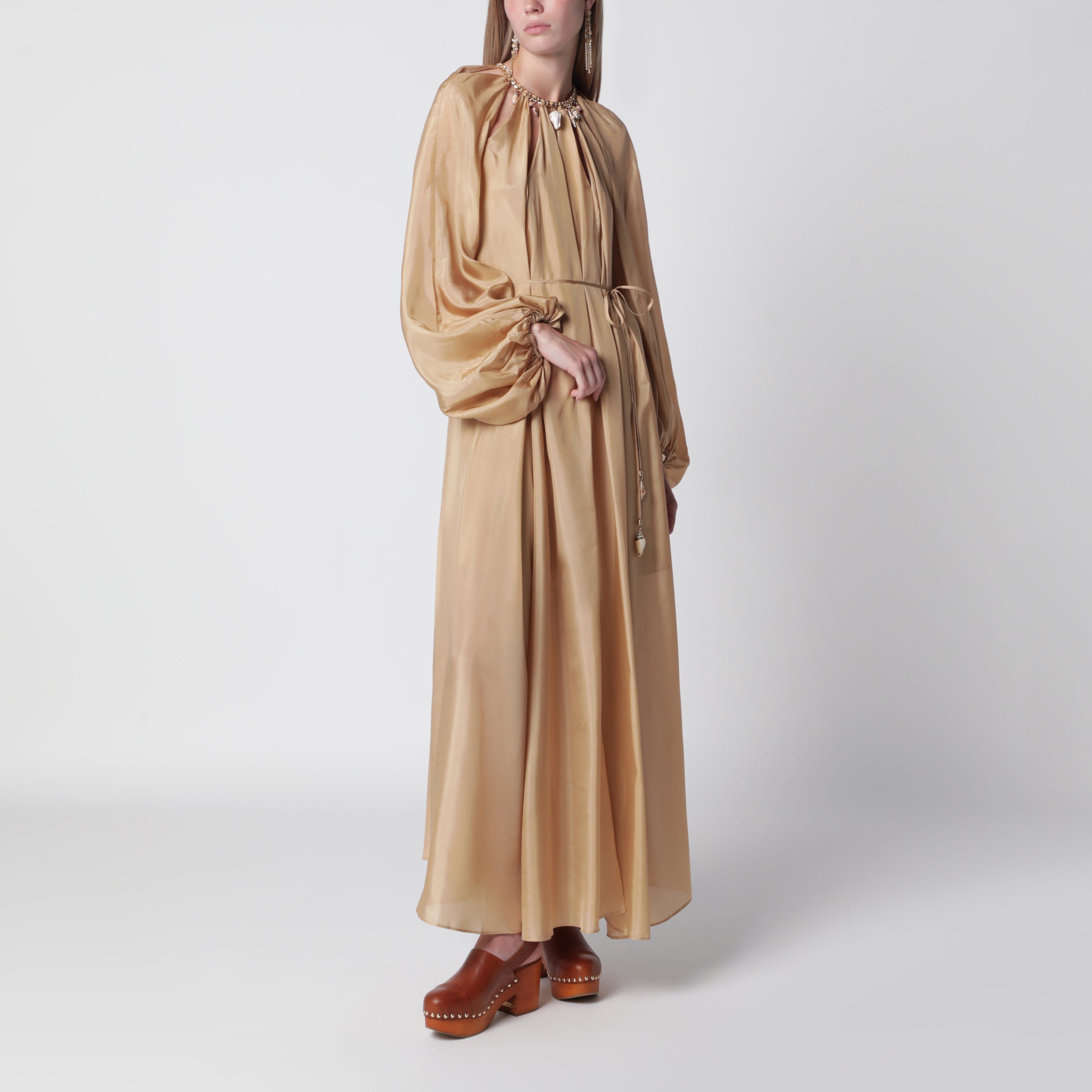 ZIMMERMANN Mahon maxi dress in silk habotai champagne | TheDoubleF