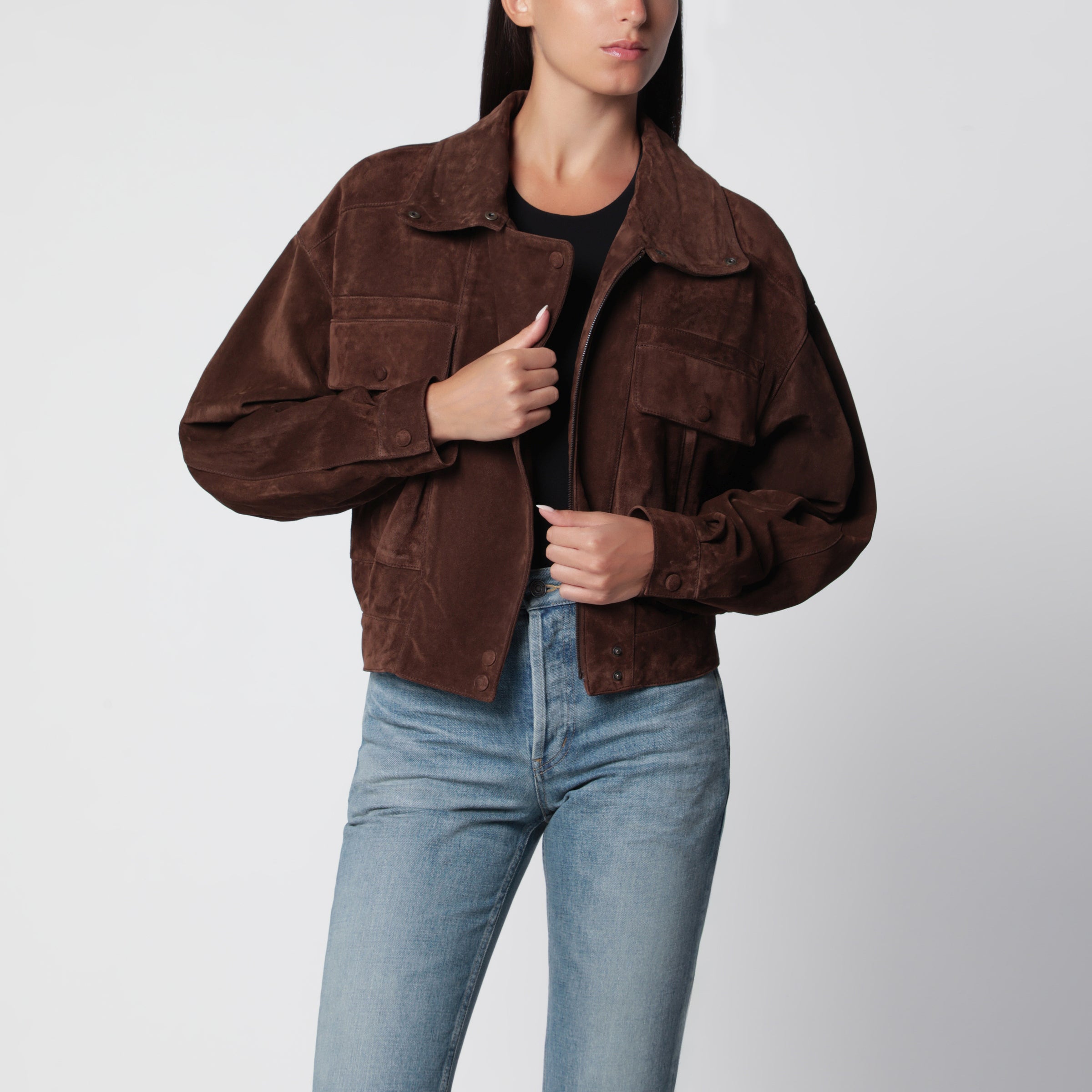 Saint Laurent Vintage suede leather jacket in ebony brown | TheDoubleF