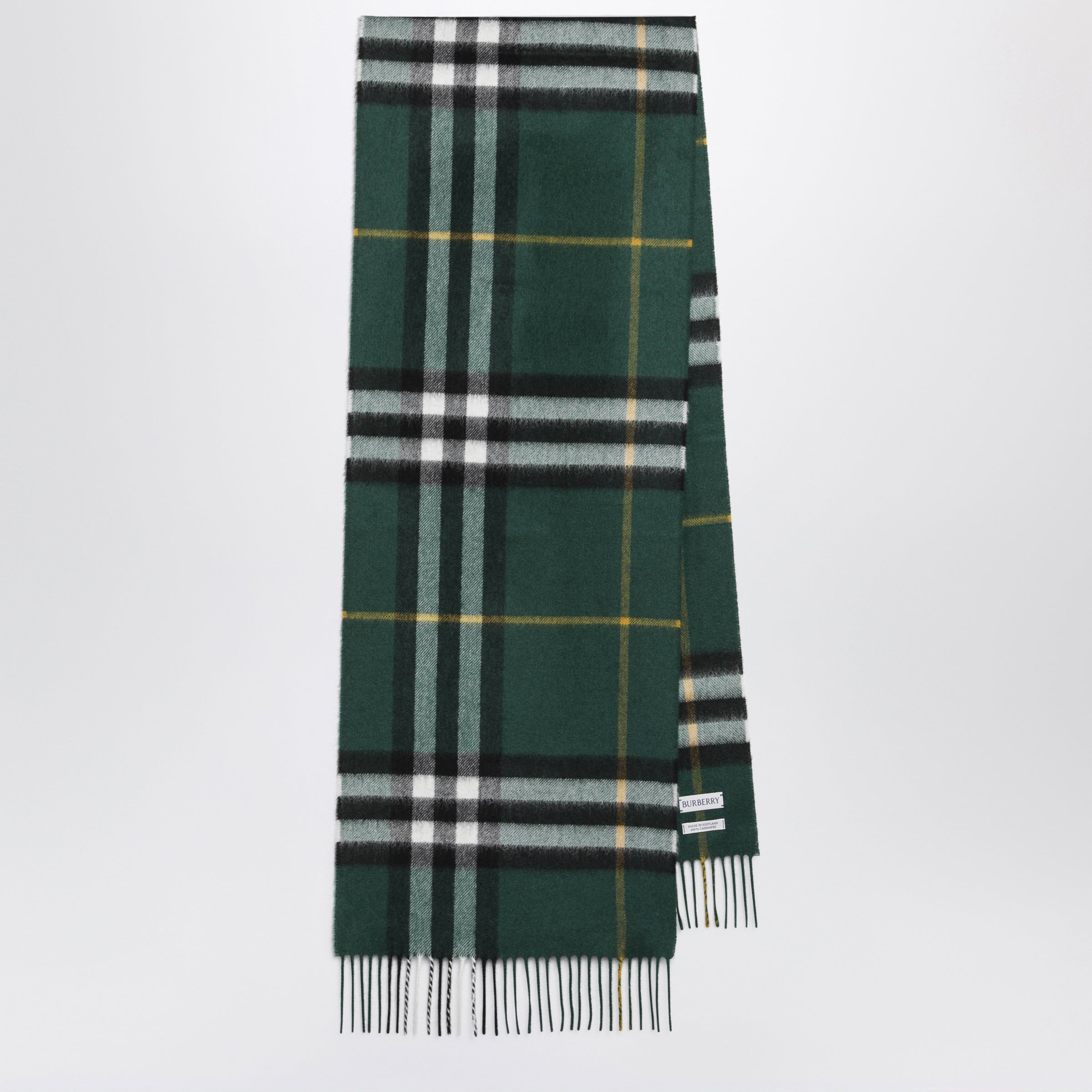 Burberry Cashmere Check scarf in dark fern green | TheDoubleF
