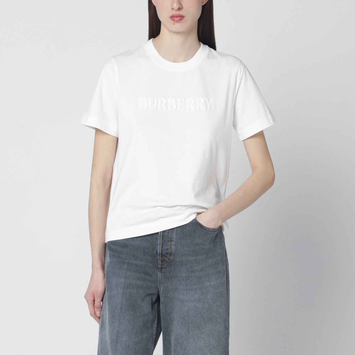 BURBERRY White T-shirt with embroidered logo | TheDoubleF