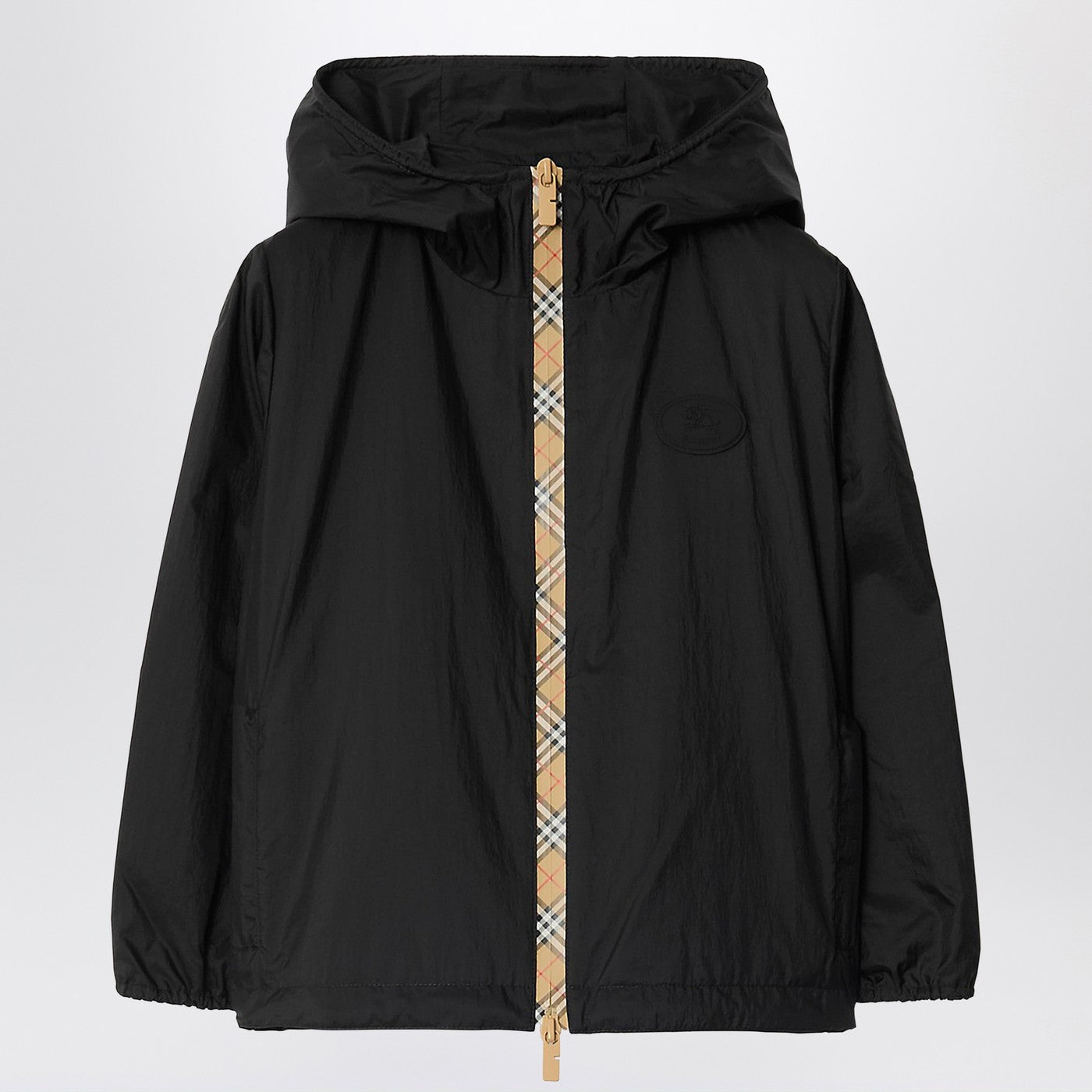 Burberry Black nylon zip-up jacket with Check pattern | TheDoubleF