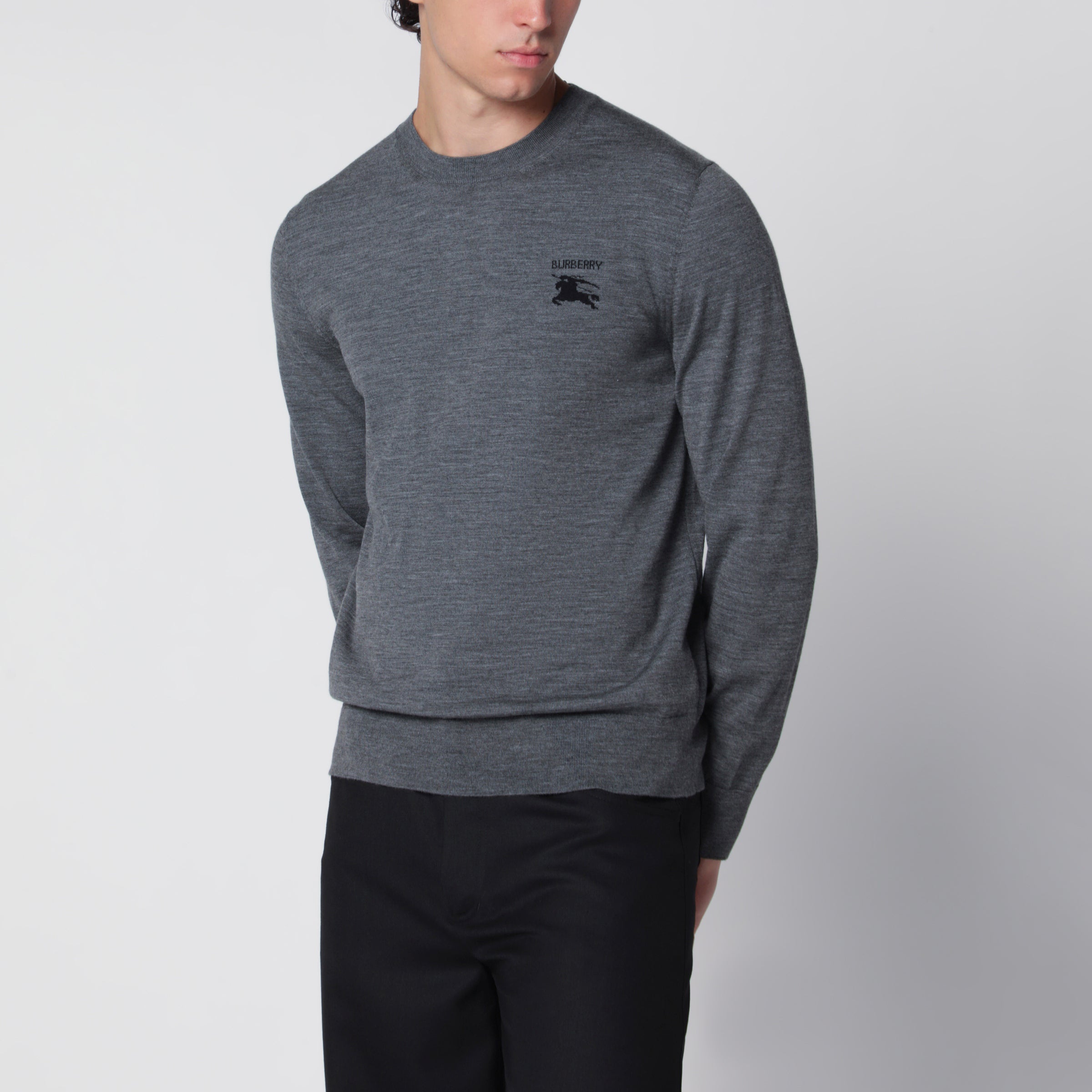 Burberry Grey Wool Crewneck Sweater | TheDoubleF