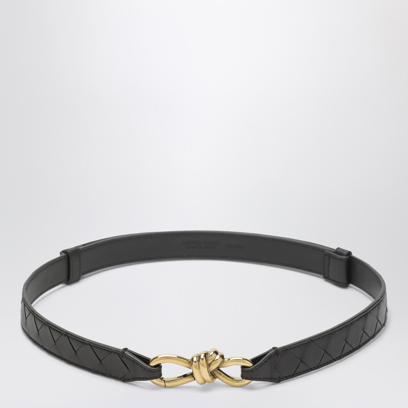 Bottega Veneta “Watch” Intrecciato Leather Belt Black Size 85 Gold Buckle Bottega Veneta Black Knot belt in Intrecciato | TheDoubleF main image 4