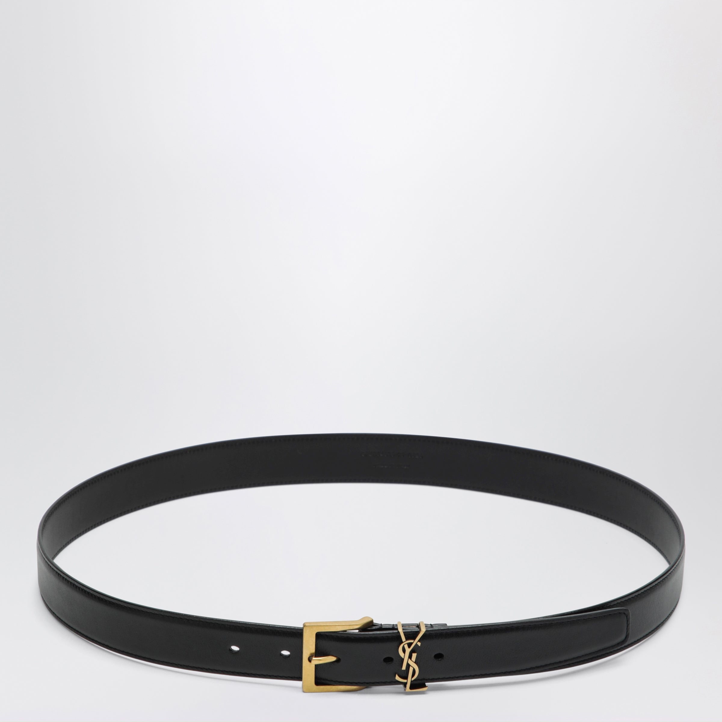 Saint Laurent Cassandre Vadim Black Smooth Leather Belt | TheDoubleF
