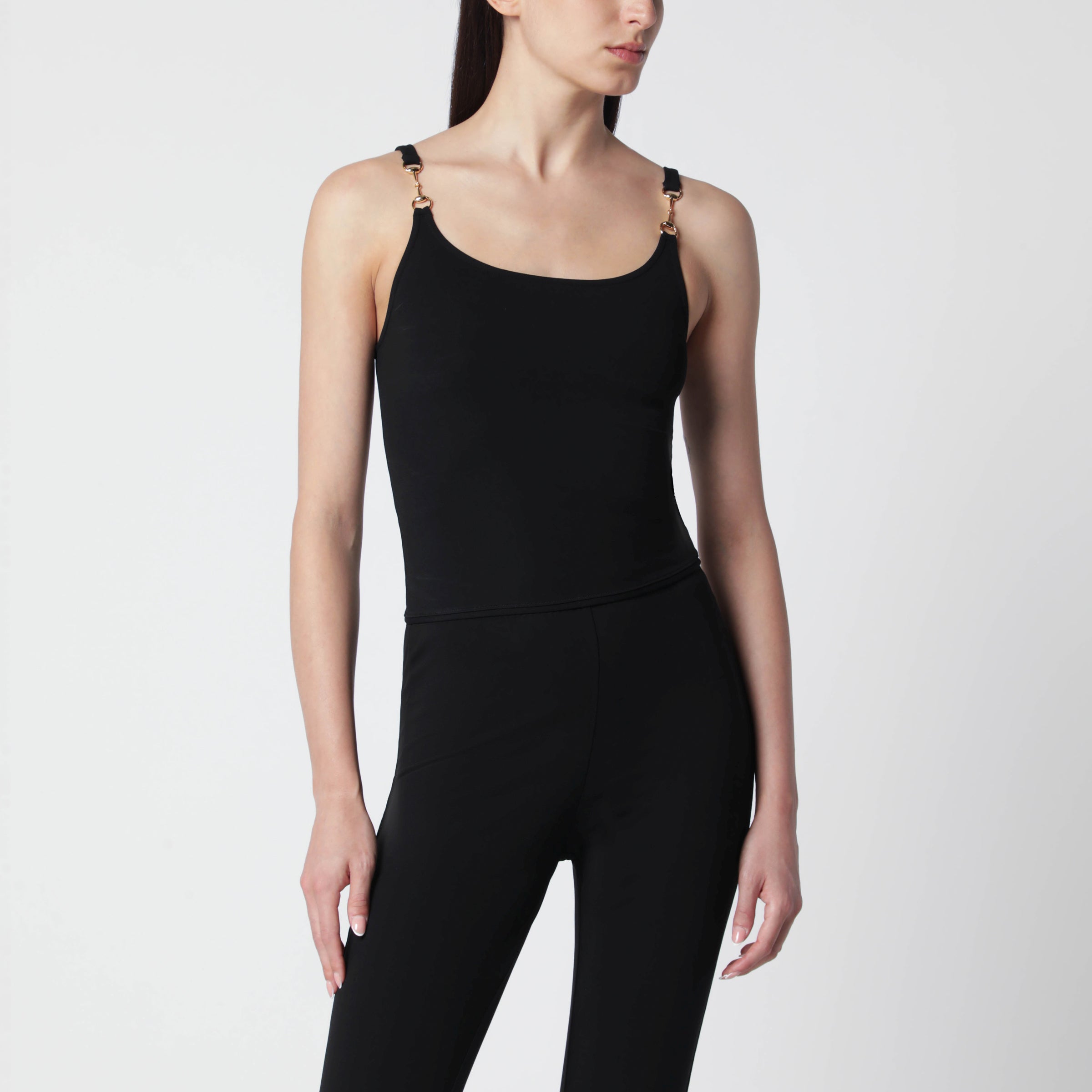 GUCCI Viscose crêpe jersey top with Horsebit detail in black