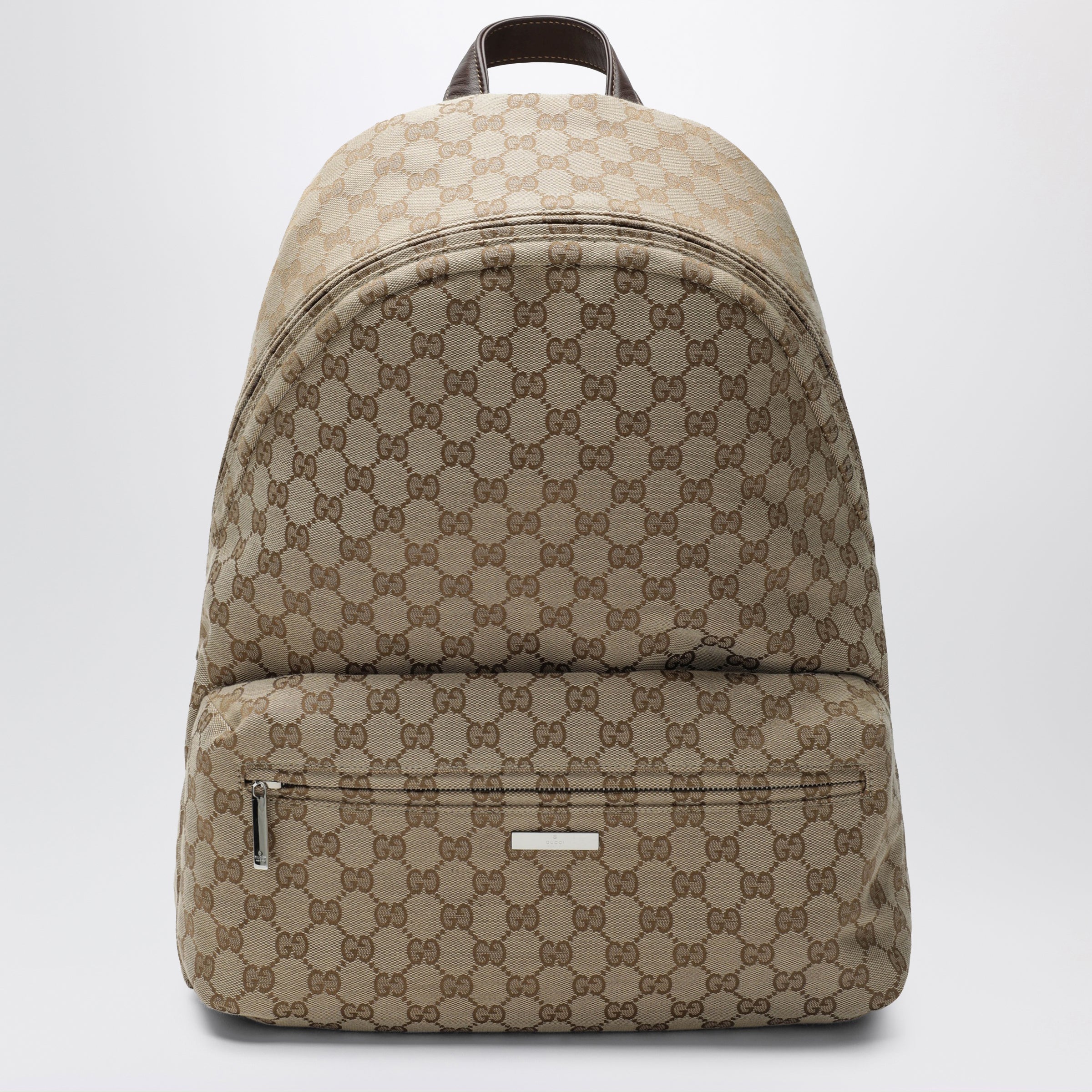 GUCCI Large Tag backpack in sand/brown GG canvas