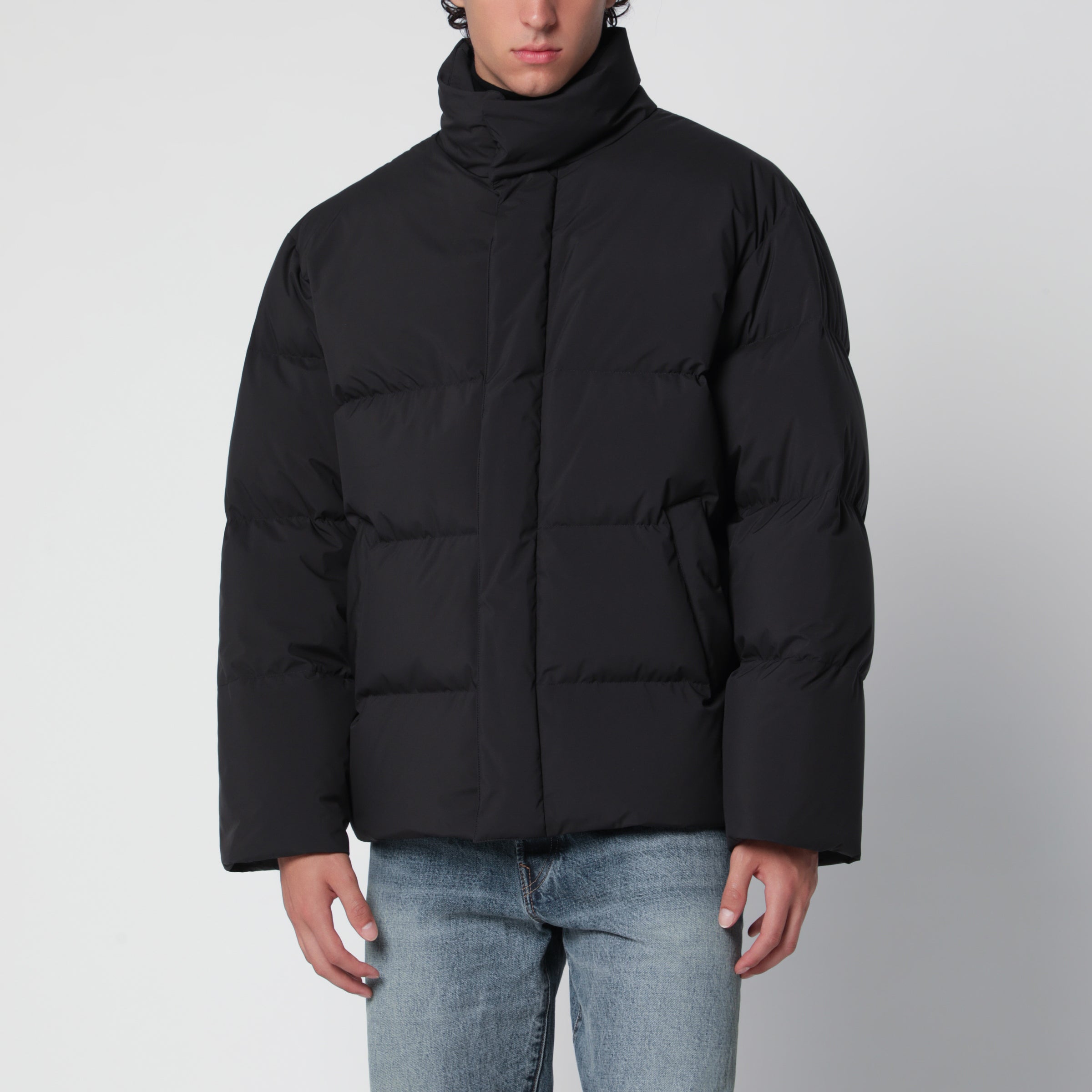 Saint Laurent Black quilted high-neck jacket | TheDoubleF