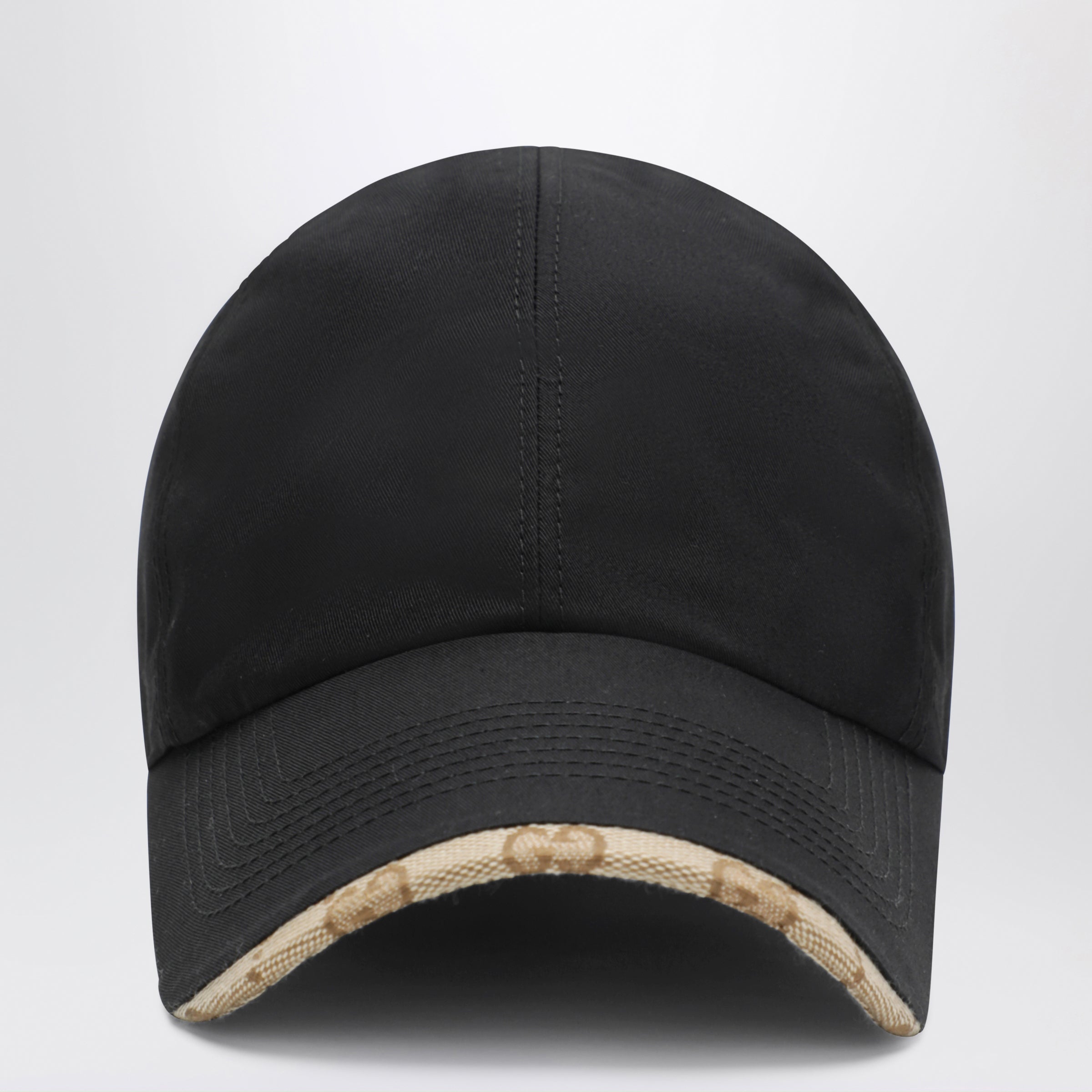 GUCCI Black cotton baseball cap with GG trim | TheDoubleF