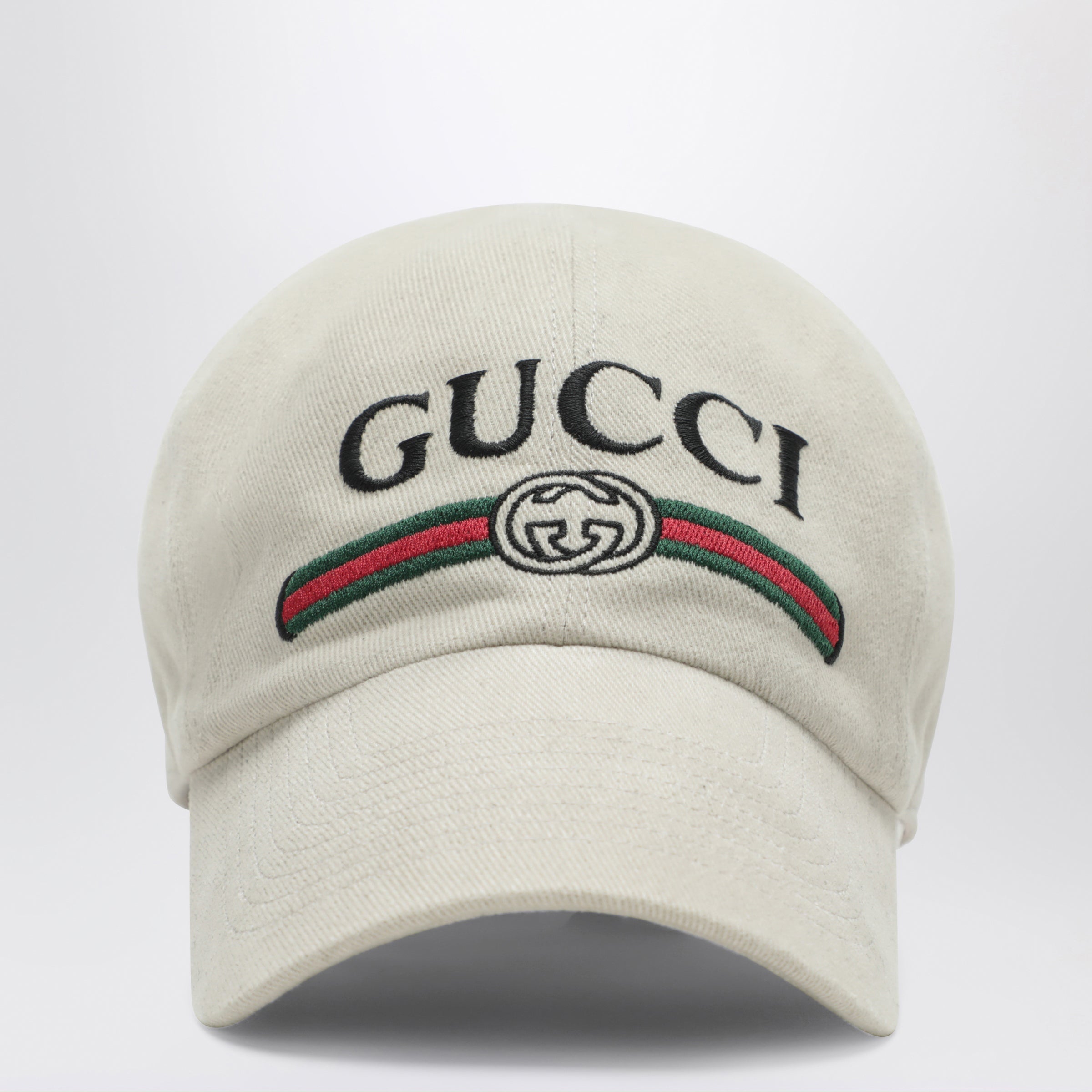 GUCCI Beige cotton baseball cap with embroidered logo | TheDoubleF