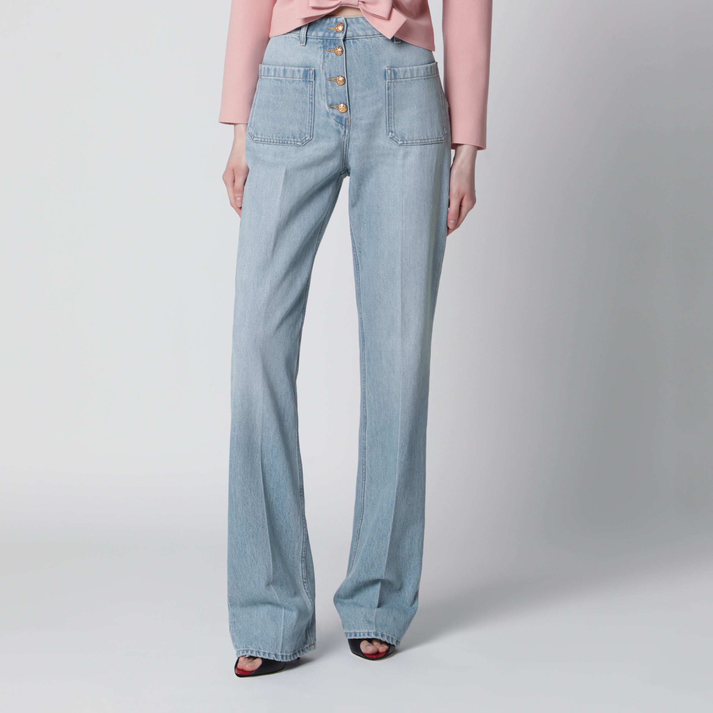 Valentino ストレートデニム Valentino Straight-leg cotton denim jeans in light blue | TheDoubleF