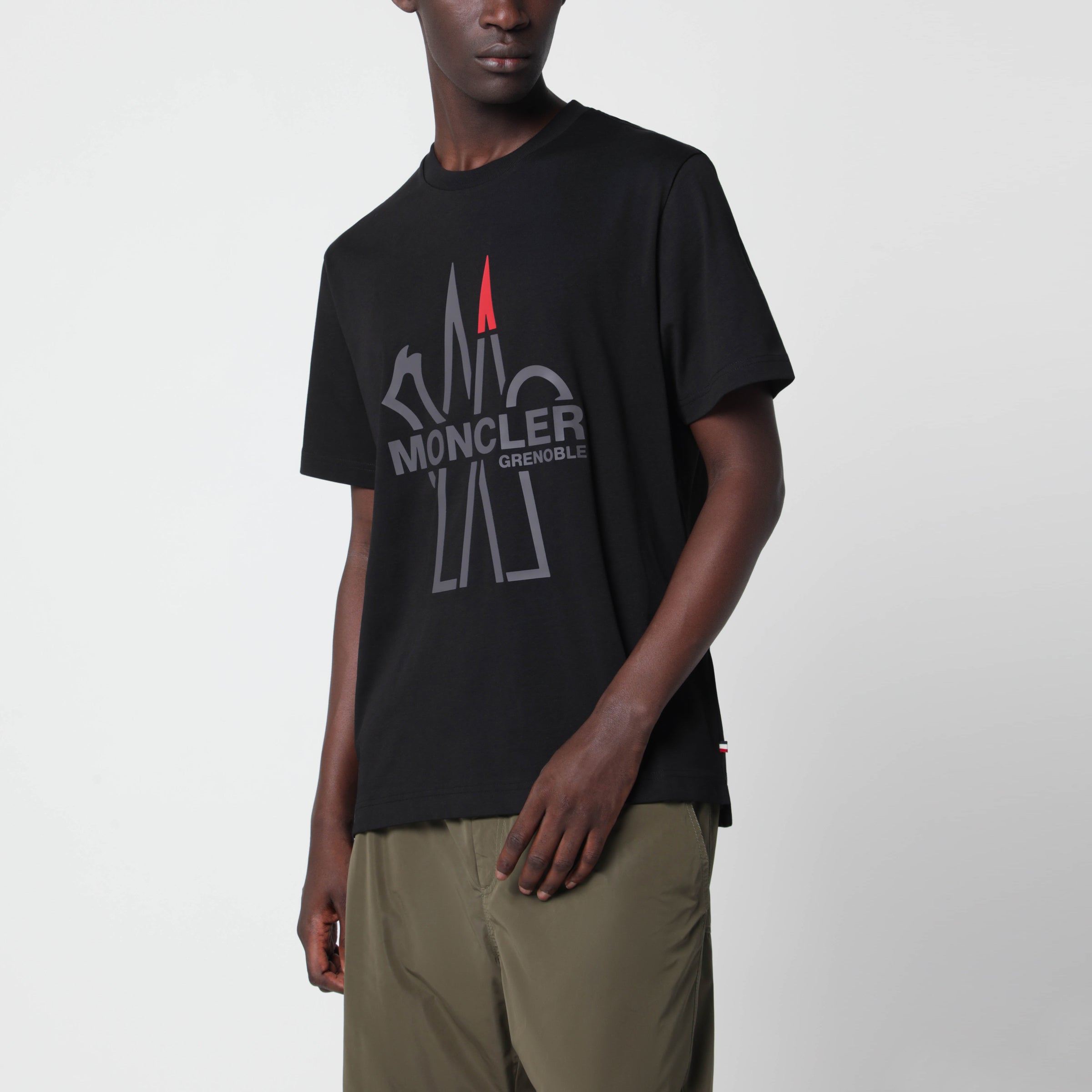Moncler Grenoble Black cotton T-shirt with logo | TheDoubleF