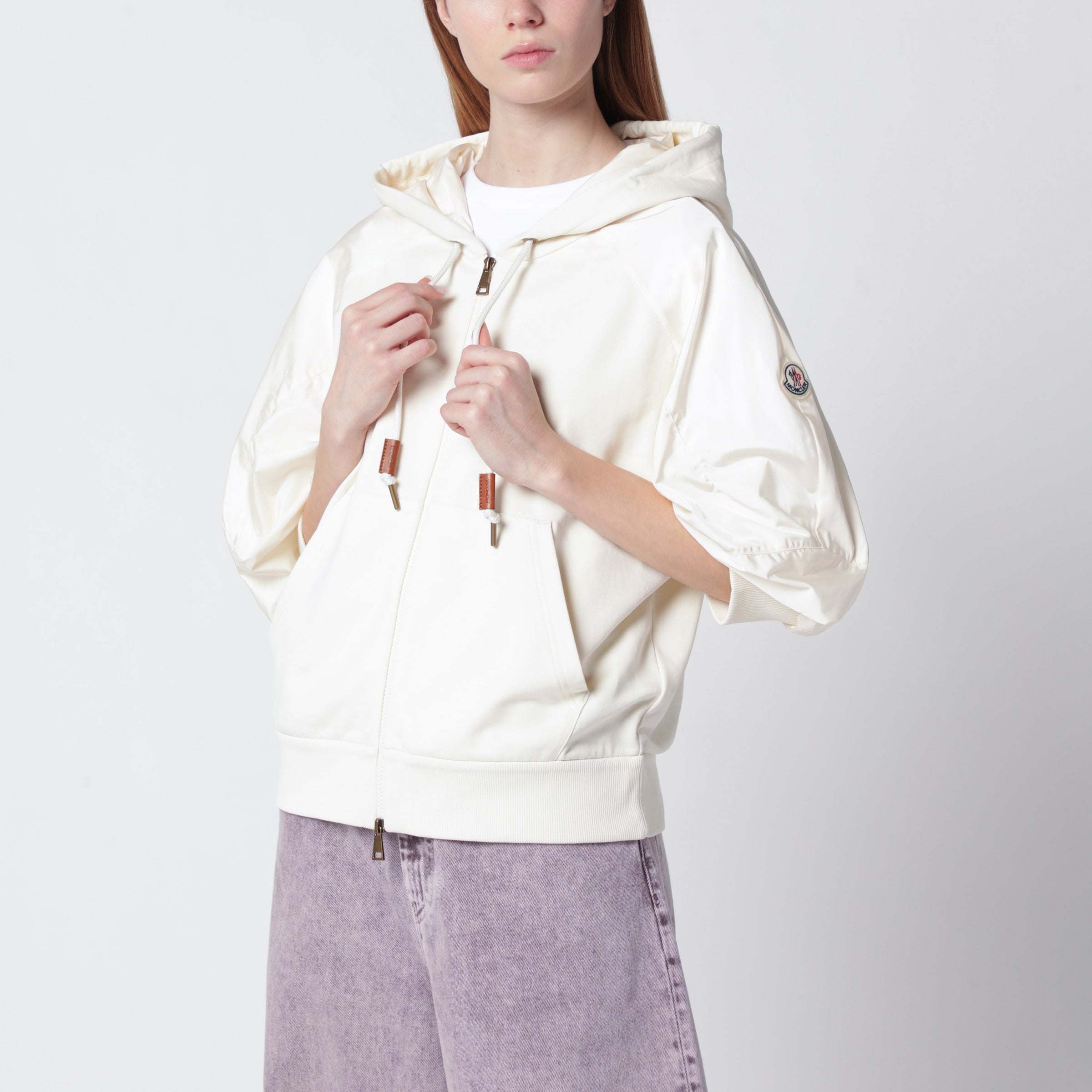 Moncler White short-sleeve jersey sweatshirt | TheDoubleF