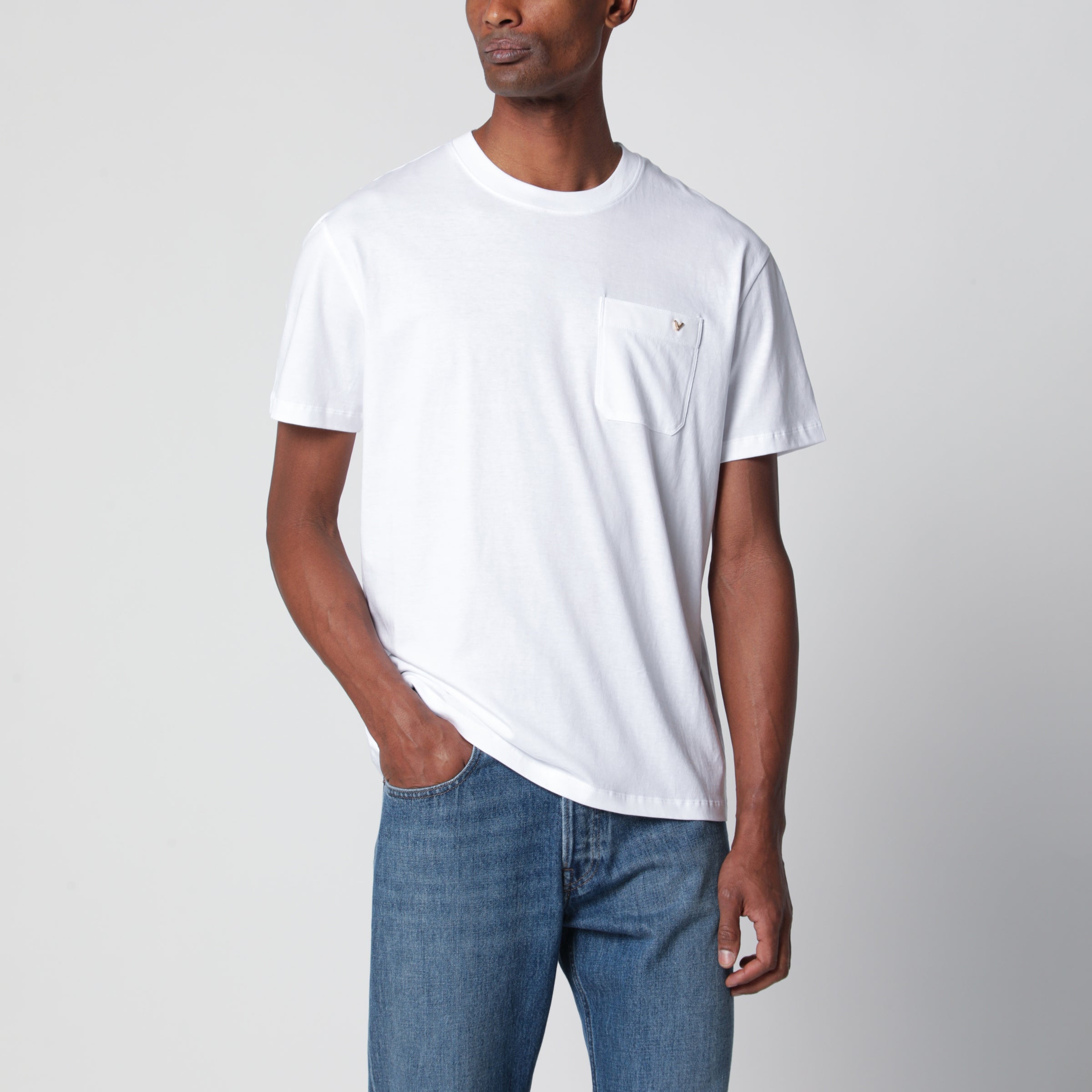 Valentino White cotton T-shirt with VGold | TheDoubleF