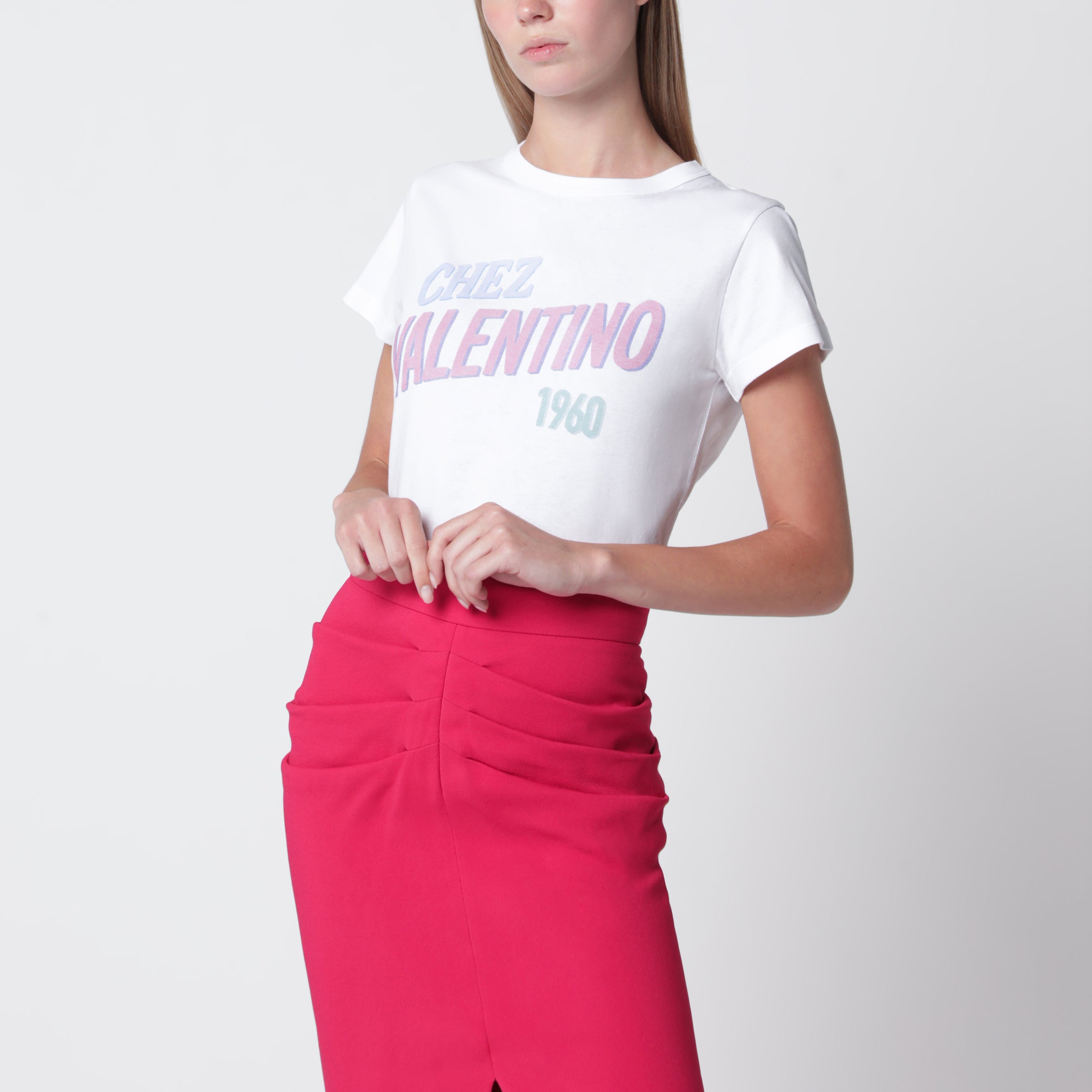 Valentino White cotton T-shirt with logo print | TheDoubleF