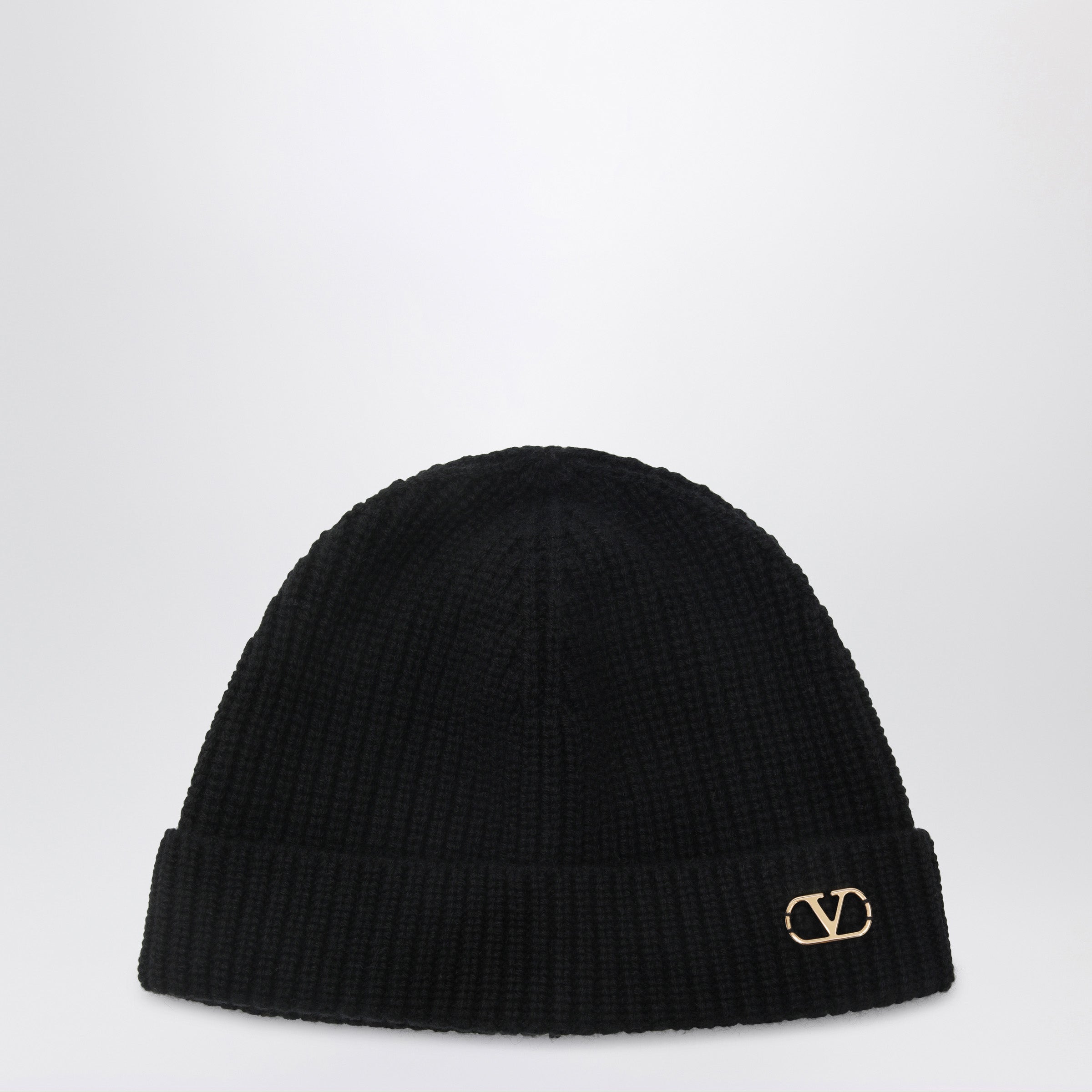 Valentino Garavani Black Vlogo Signature cashmere beanie | TheDoubleF