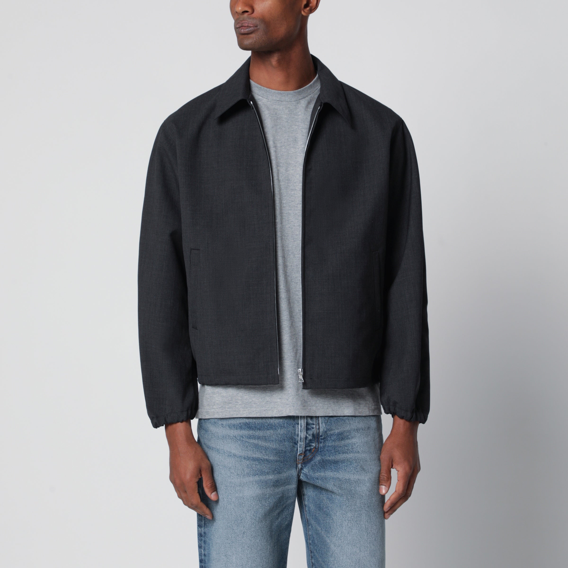Auralee Anthracite grey wool zip-up blouson | TheDoubleF