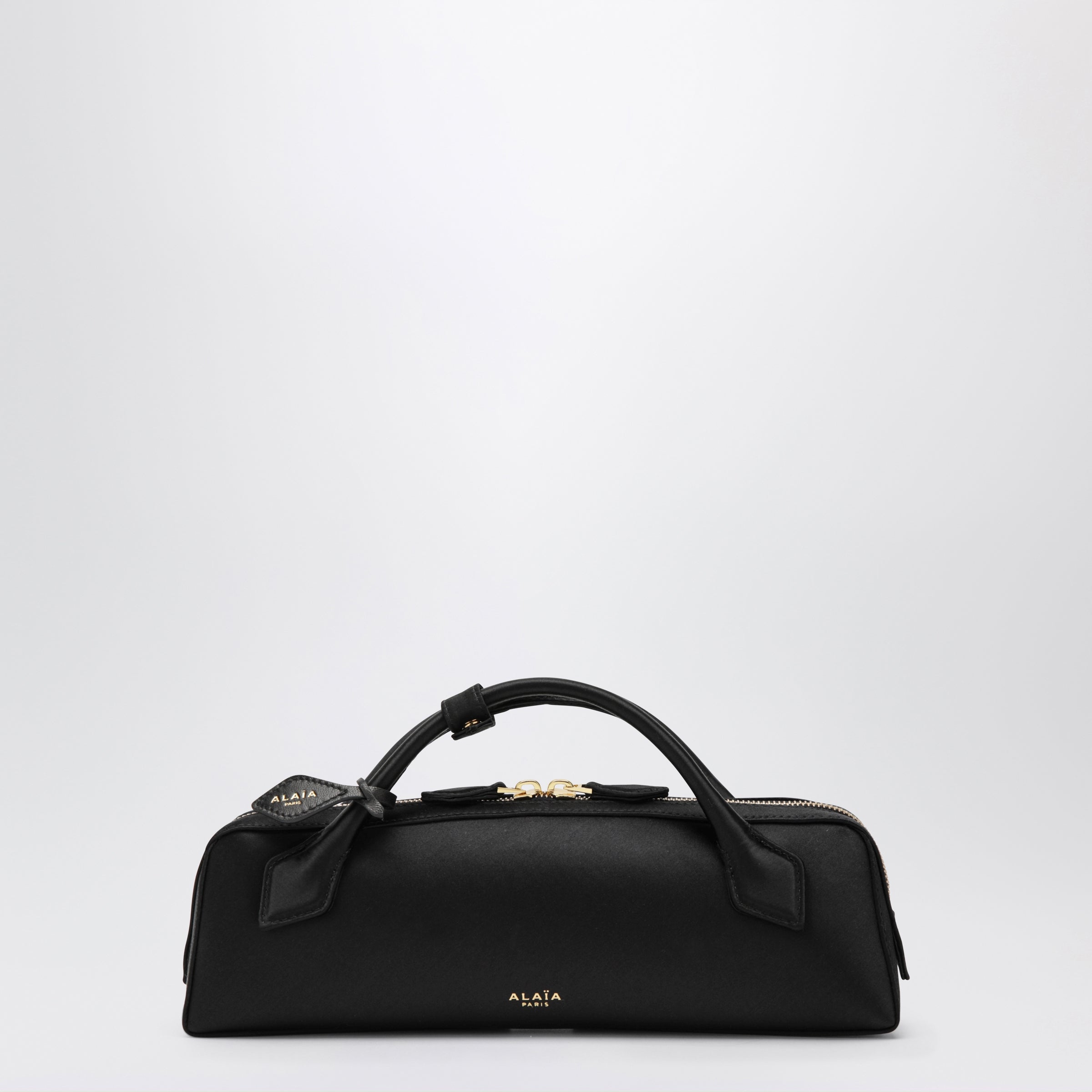 Accent Bag／Hypalon black Alaïa Le Teckel clutch in black silk satin | TheDoubleF