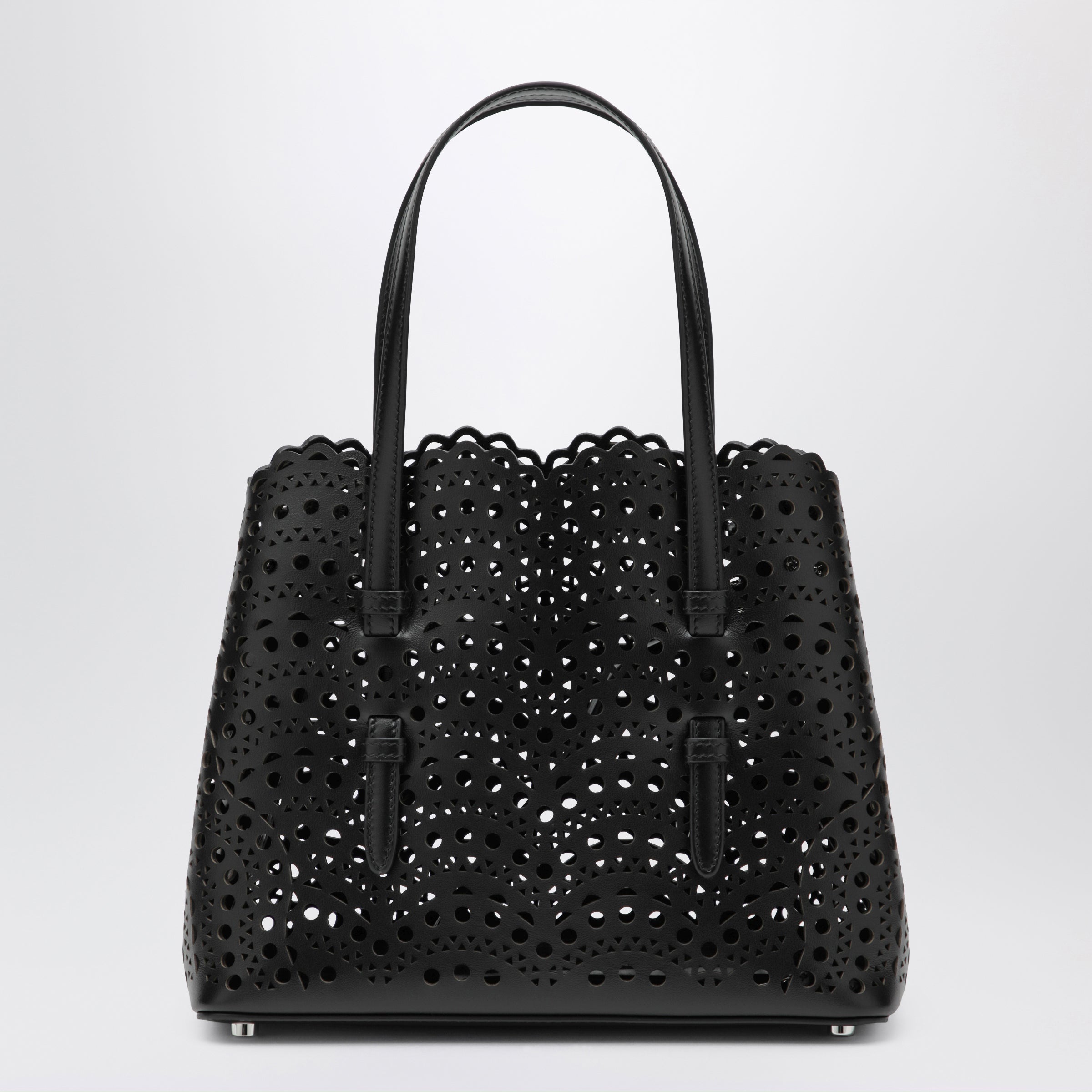 Alaïa Mina 25 calfskin leather tote bag in black | TheDoubleF
