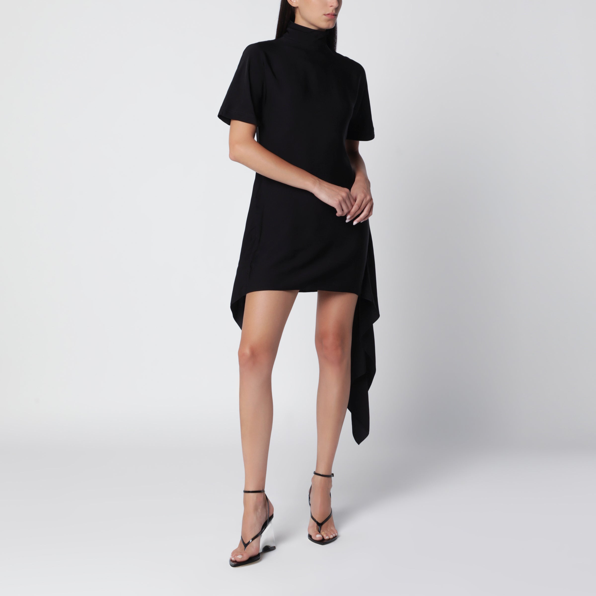 Alaïa Black mock-neck mini dress in cotton blend