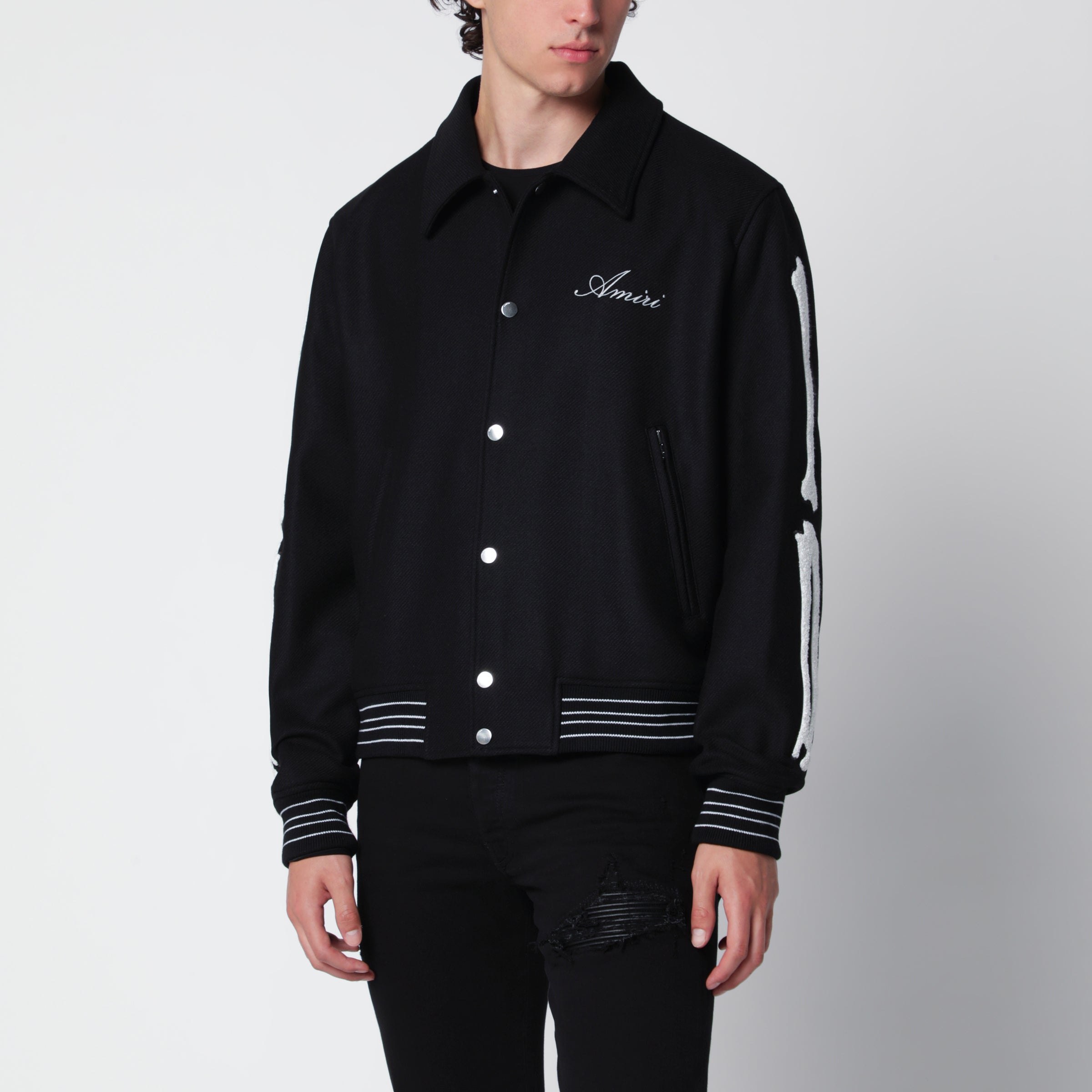 AMIRI Black wool blend jacket with logo | TheDoubleF